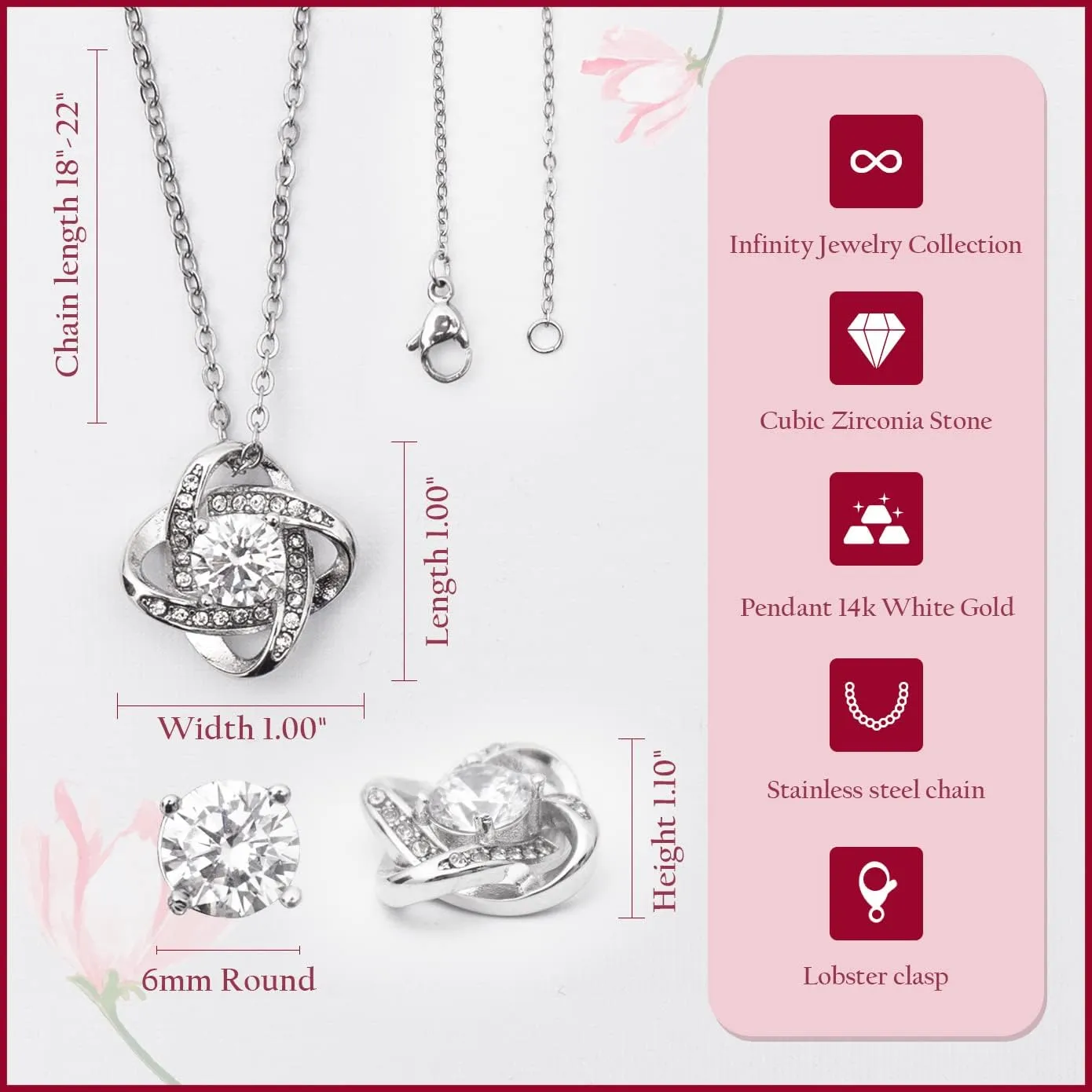 To My Beautiful Daughter Necklace, Daughter Necklace From Mom With Luxury Box, Daughter Gift From Mom, Daughter Birthday Gifts From Mom, Love Knot Necklace For Daughter, Mother Daughter Necklace