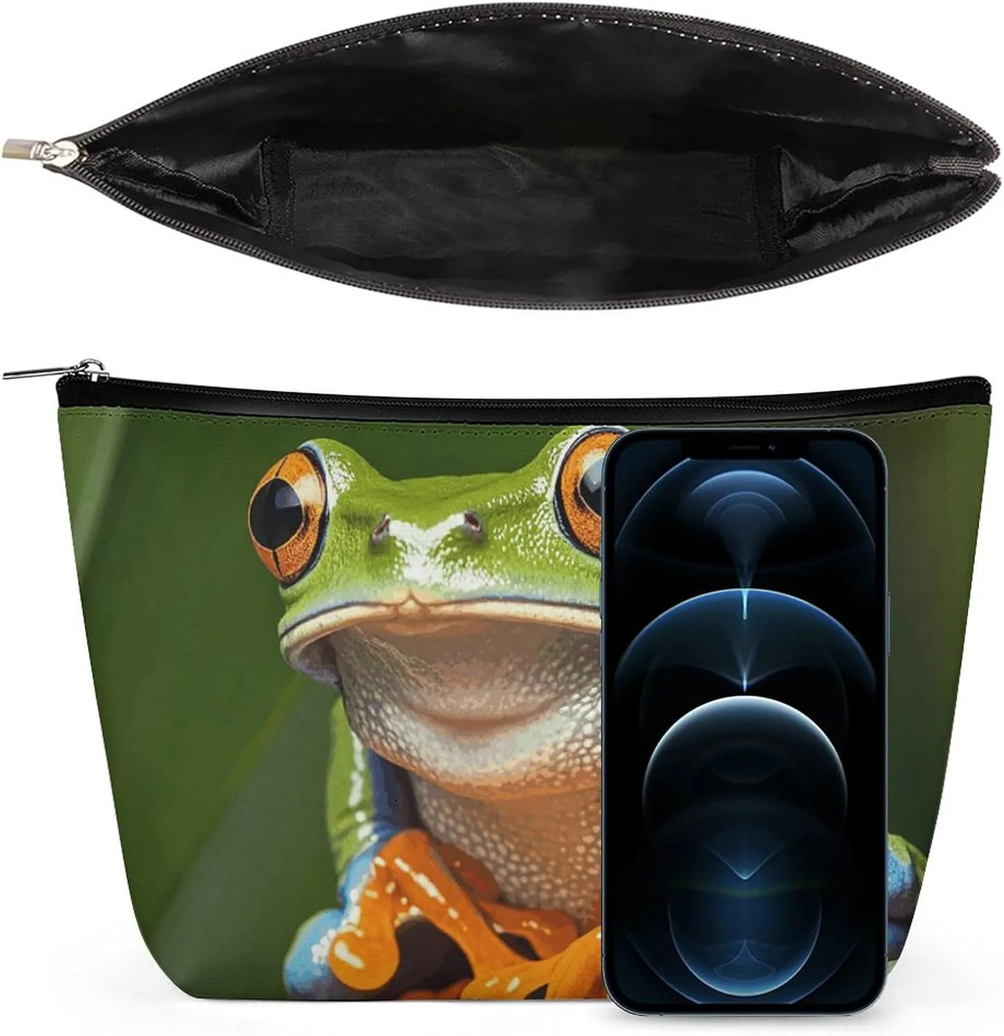 Toiletry Bag for Women Peace Tree Frog Cosmetic Bag Portable Capacity Travel Makeup Bags with Zipper Lightweight Cute Beauty Makeup Organizer for Traveling, Accessories, Essentials