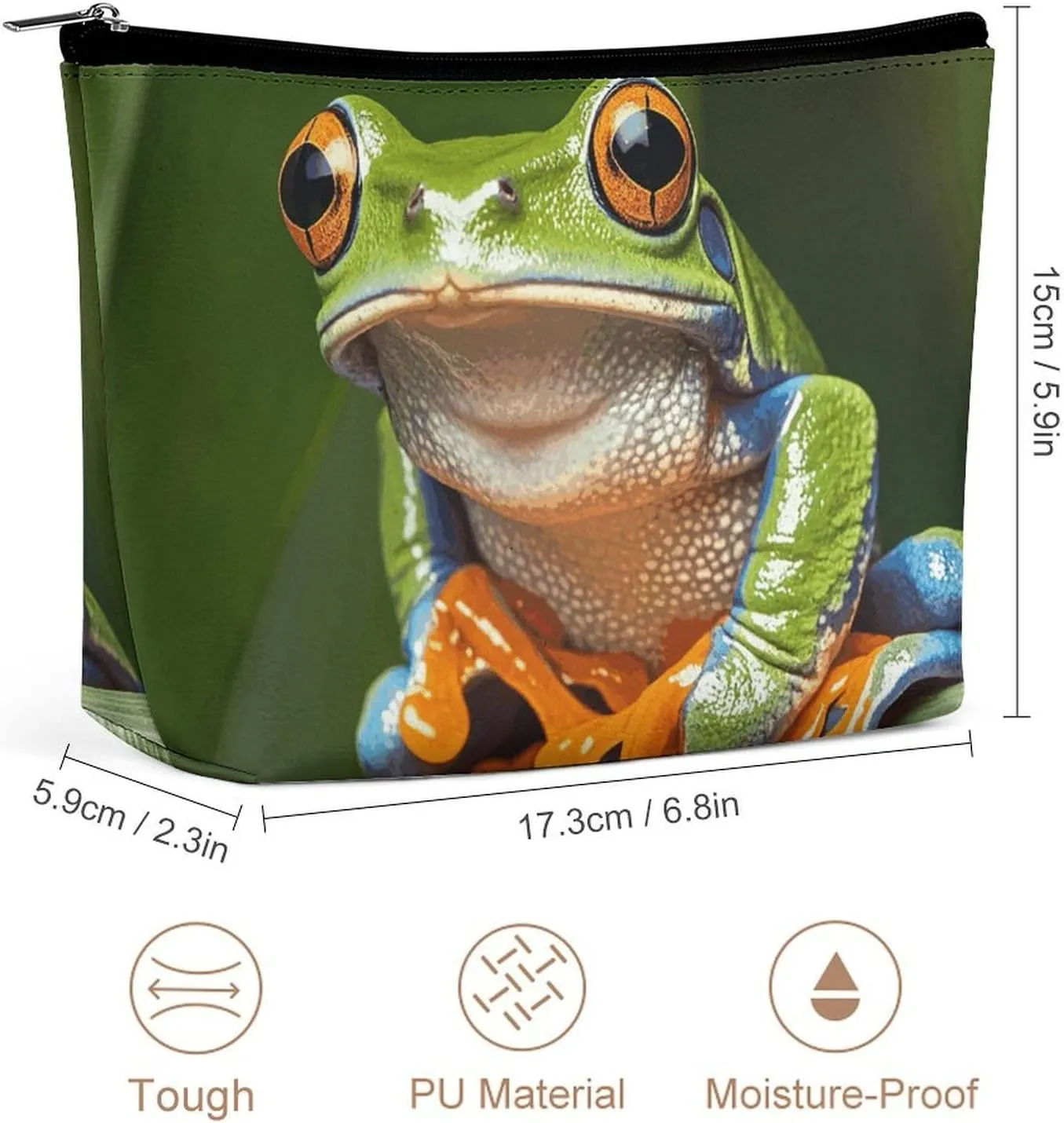 Toiletry Bag for Women Peace Tree Frog Cosmetic Bag Portable Capacity Travel Makeup Bags with Zipper Lightweight Cute Beauty Makeup Organizer for Traveling, Accessories, Essentials