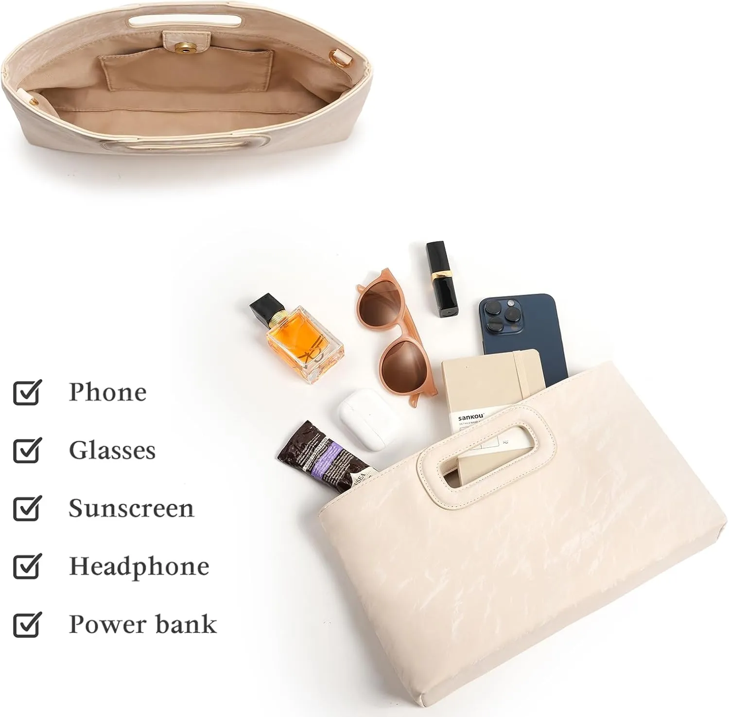 Top Handle Clutch Handbags for Women, Evening Handbag Shoulder Crossbody Purse with Gold Chain