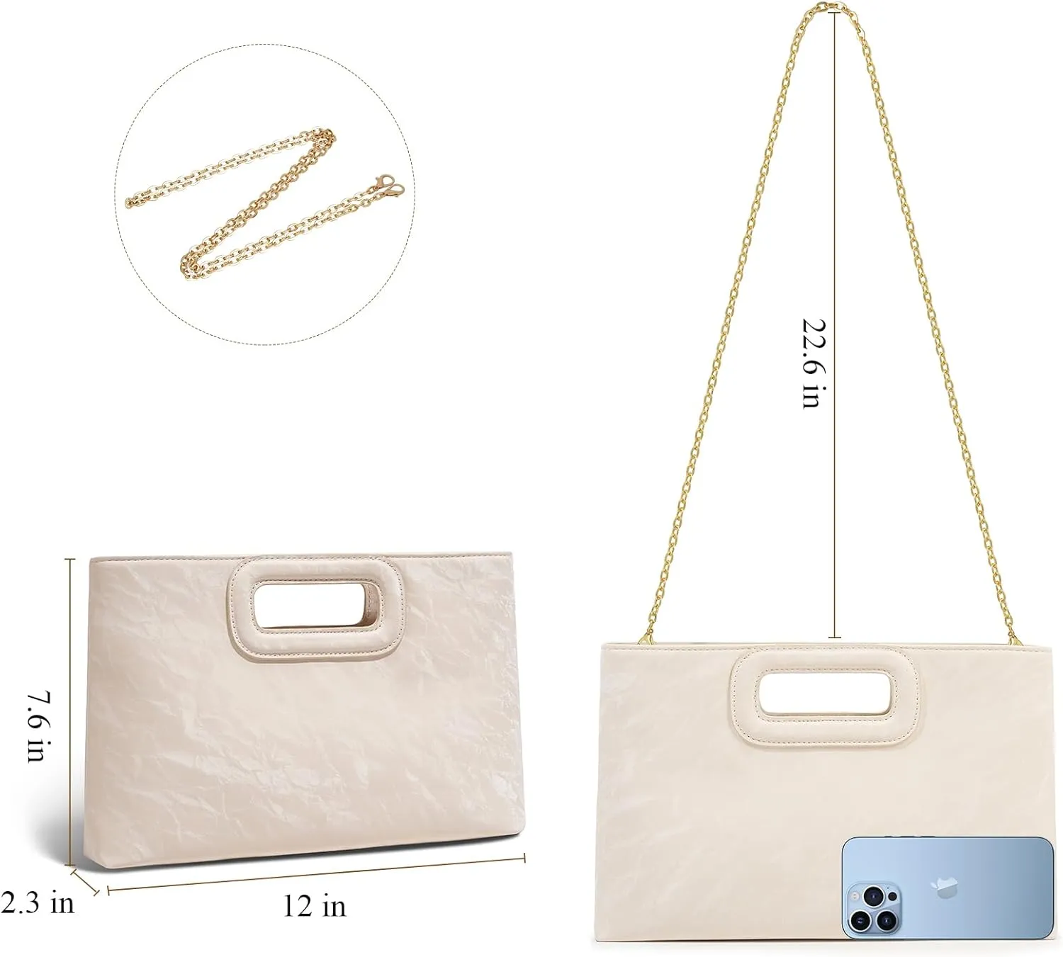 Top Handle Clutch Handbags for Women, Evening Handbag Shoulder Crossbody Purse with Gold Chain