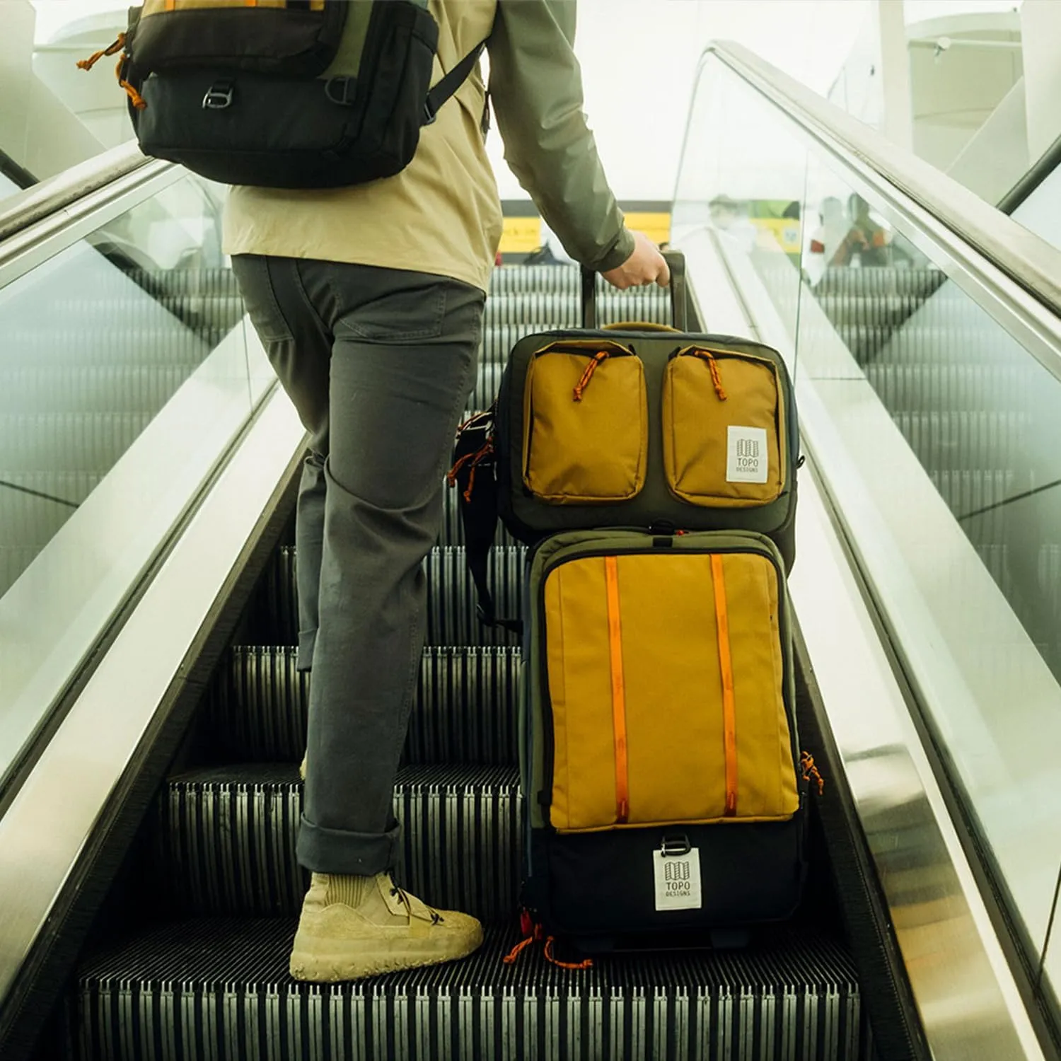 Topo Designs Global Travel Roller Bag Suitcase, Carry-On Friendly, 3 Carry Options, Smooth Heavy Duty Wheels, Telescoping Handle, Designed in Denver CO USA, 2024 Model (Navy)