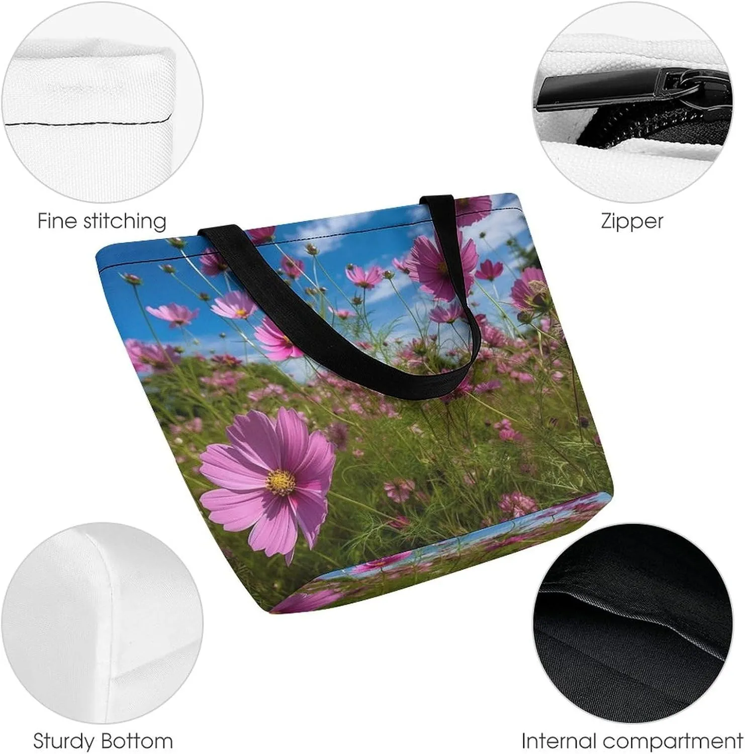Tote Bag for Women Grocery Bag Hearts Foldable Shopping Bags Reusable Large Tote Bag
