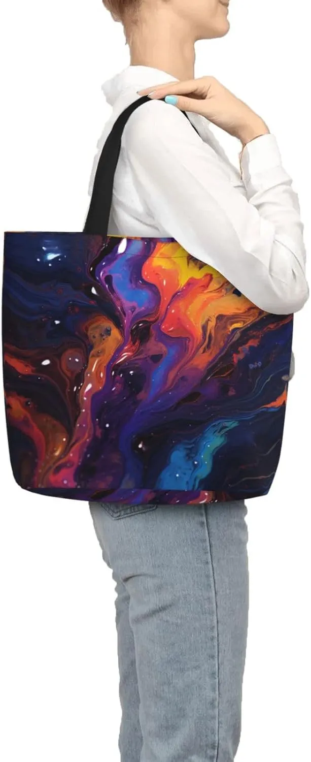 Tote Bag for Women Grocery Bag Reusable Shopping Bag Art Blue Dragonfly Handbag Foldable Shoulder Bag