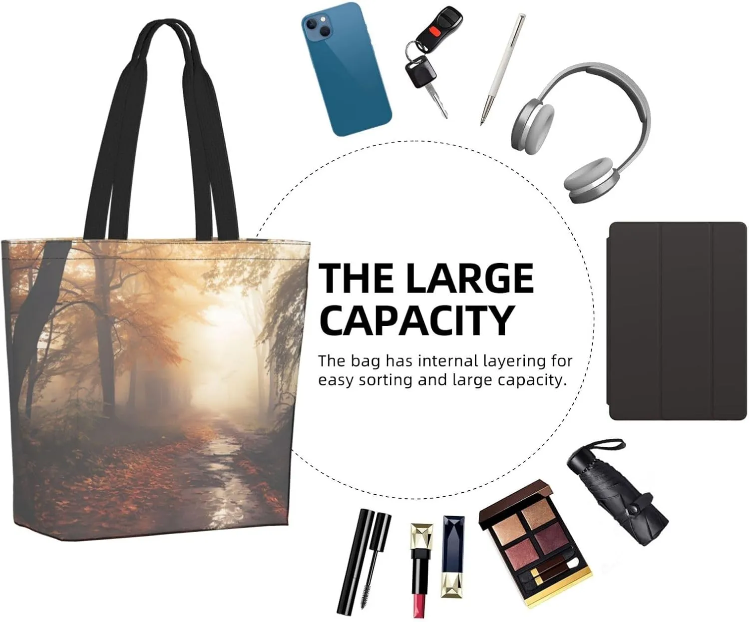 Tote Bag for Women Grocery Bag Reusable Shopping Bag Beautiful Fireworks Handbag Foldable Shoulder Bag