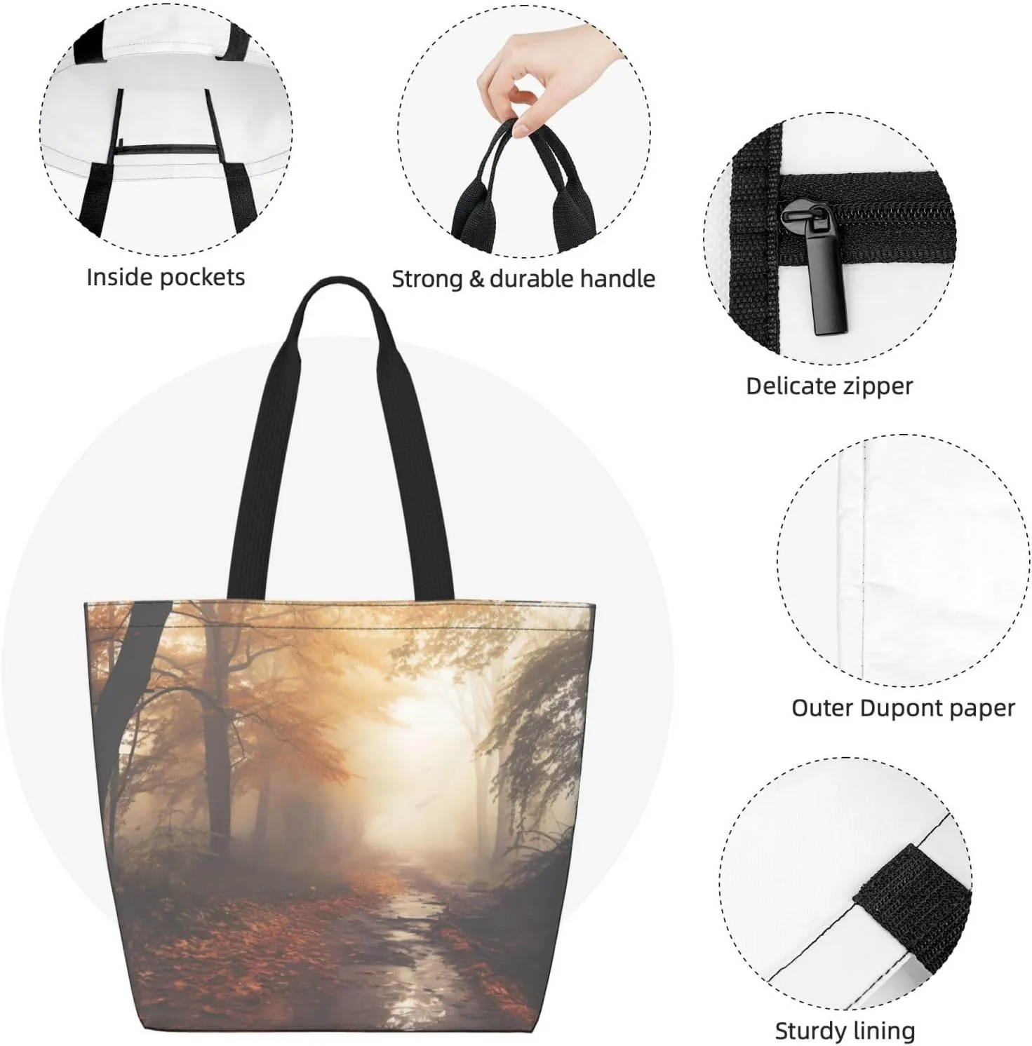 Tote Bag for Women Grocery Bag Reusable Shopping Bag Beautiful Fireworks Handbag Foldable Shoulder Bag