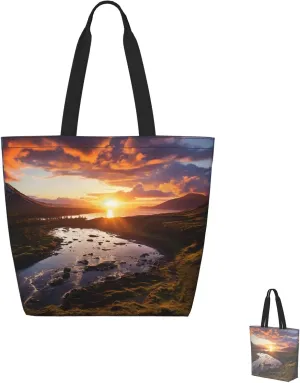 Tote Bag for Women Grocery Bag Reusable Shopping Bag Bird resting on branch Handbag Foldable Shoulder Bag