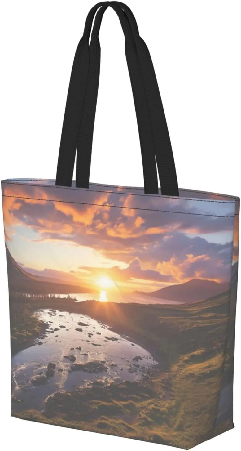 Tote Bag for Women Grocery Bag Reusable Shopping Bag Bird resting on branch Handbag Foldable Shoulder Bag