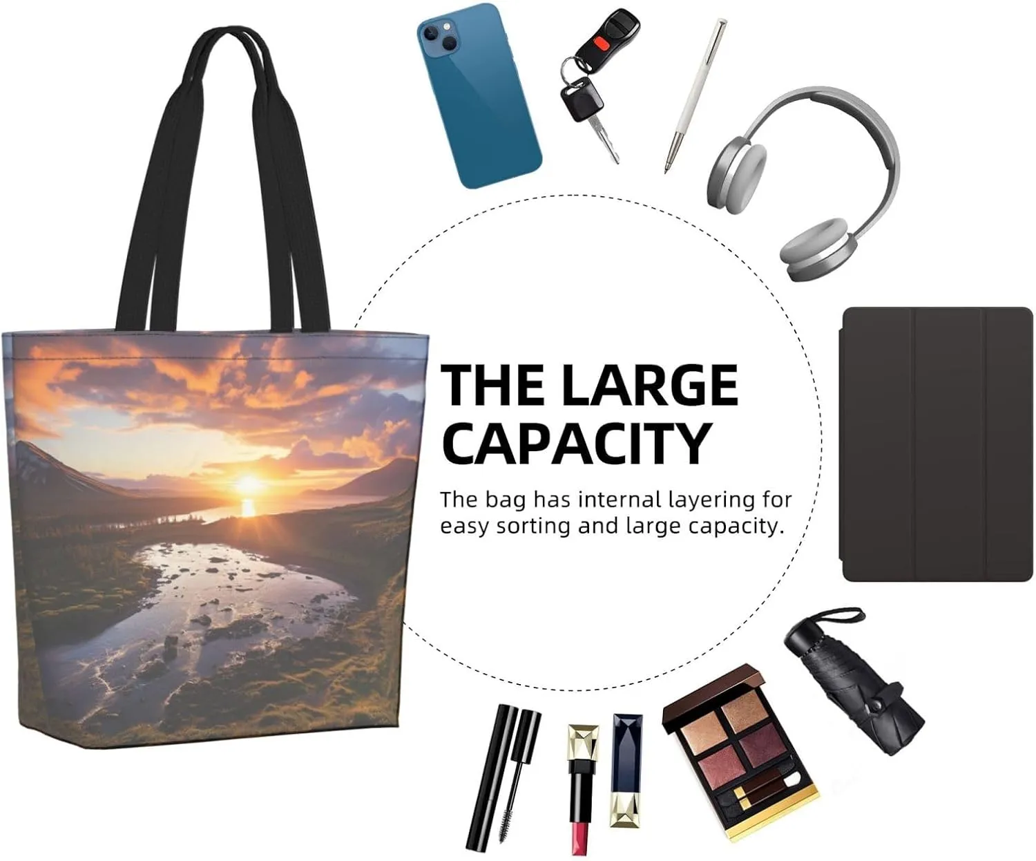 Tote Bag for Women Grocery Bag Reusable Shopping Bag Bird resting on branch Handbag Foldable Shoulder Bag