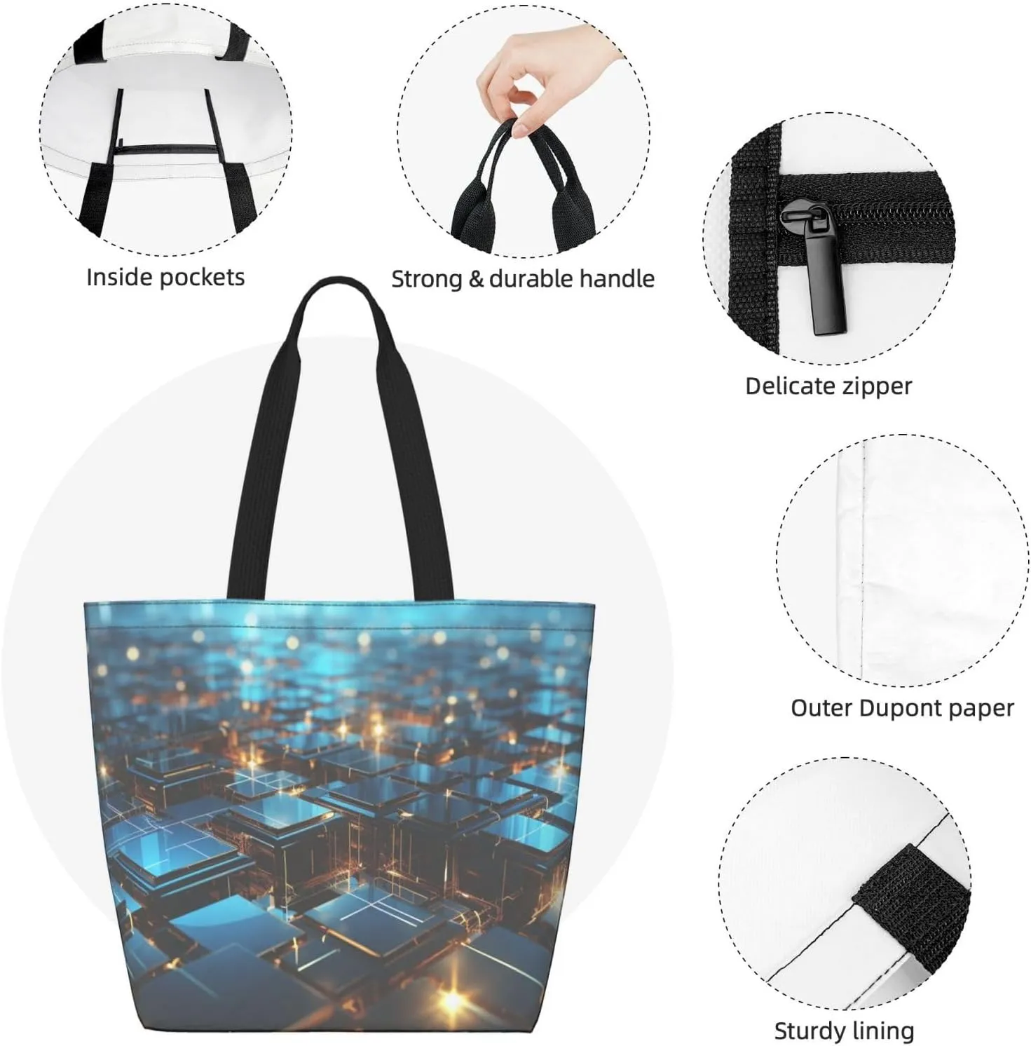 Tote Bag for Women Grocery Bag Reusable Shopping Bag Cool Evil Skull Handbag Foldable Shoulder Bag