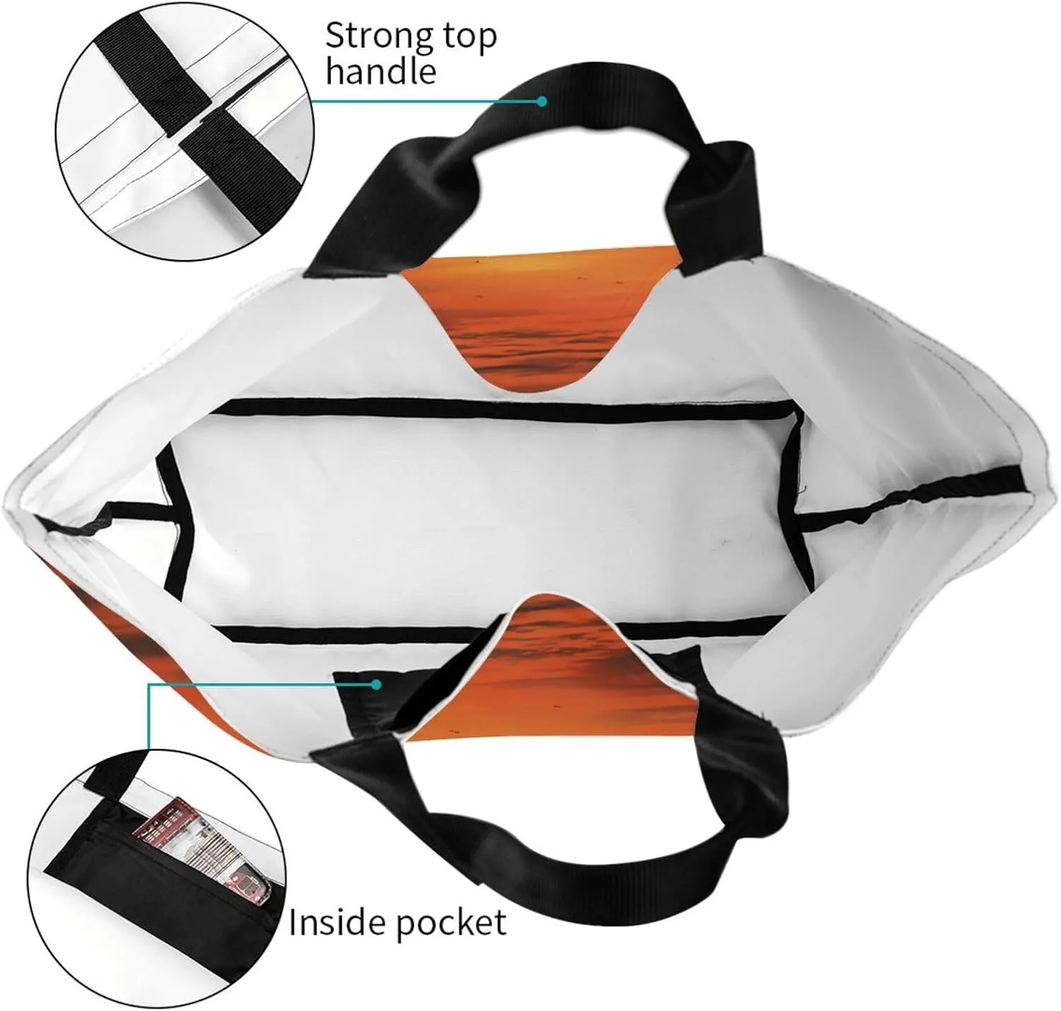 Tote Bag for Women Grocery Bag Reusable Shopping Bag Orange Flower Handbag Foldable Shoulder Bag