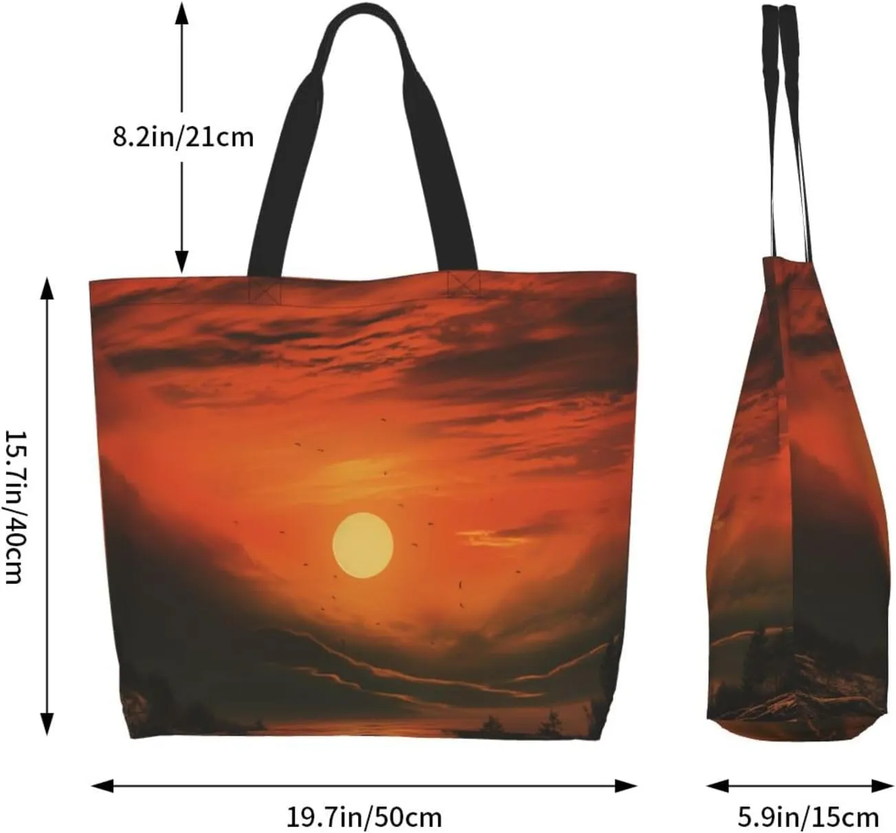 Tote Bag for Women Grocery Bag Reusable Shopping Bag Orange Flower Handbag Foldable Shoulder Bag
