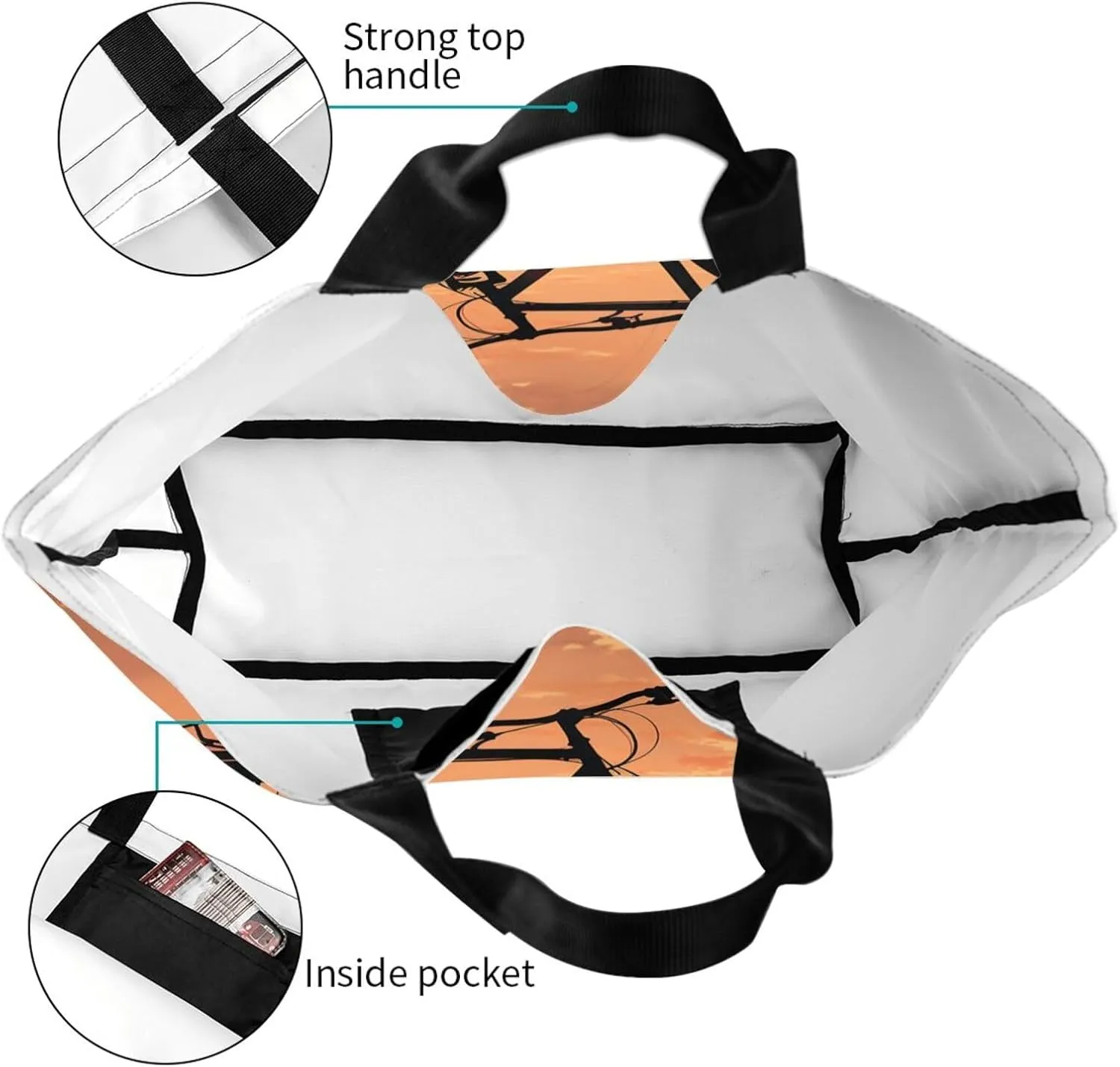 Tote Bag for Women Grocery Bag Reusable Shopping Bag Spiral and curve patterns Handbag Foldable Shoulder Bag