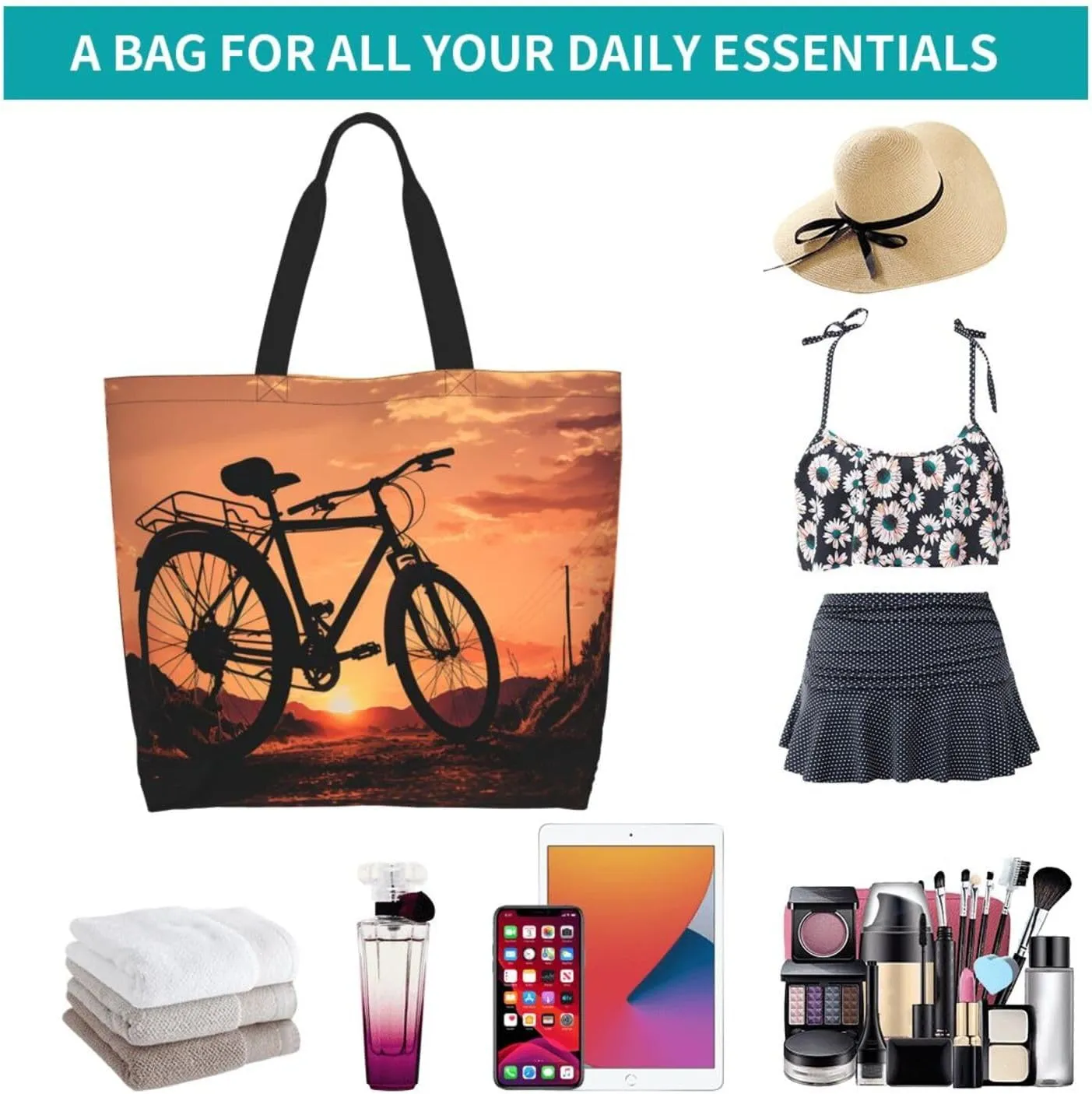 Tote Bag for Women Grocery Bag Reusable Shopping Bag Spiral and curve patterns Handbag Foldable Shoulder Bag