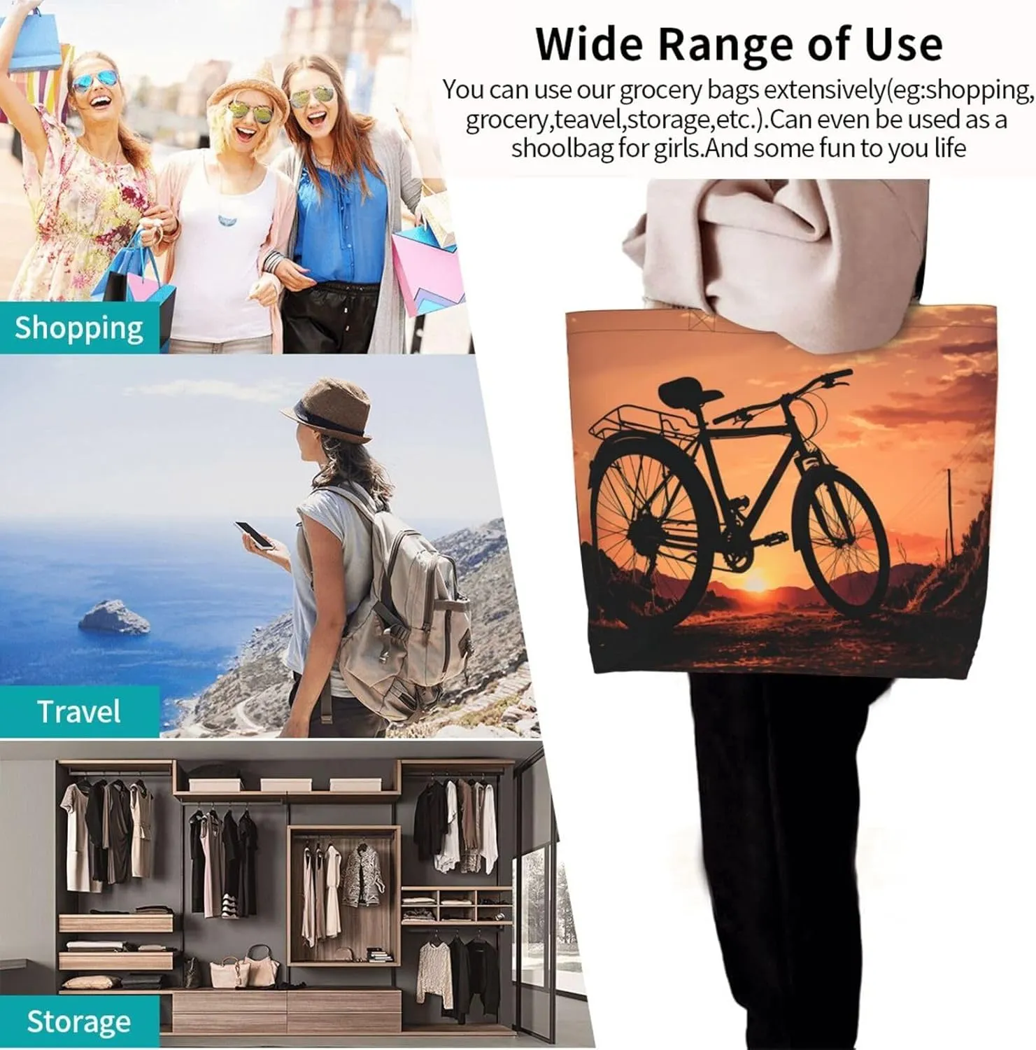 Tote Bag for Women Grocery Bag Reusable Shopping Bag Spiral and curve patterns Handbag Foldable Shoulder Bag