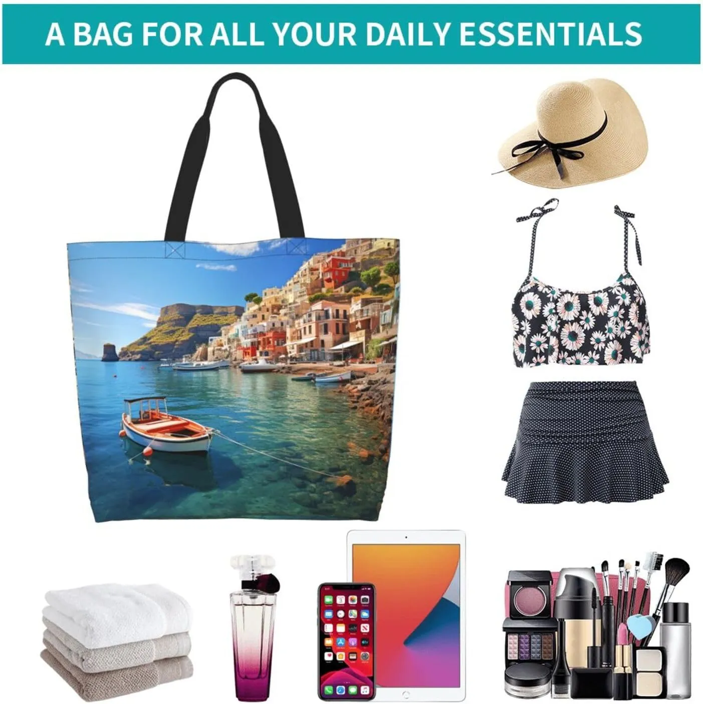 Tote Bag for Women Grocery Bag Reusable Shopping Bag Sunset art Handbag Foldable Shoulder Bag