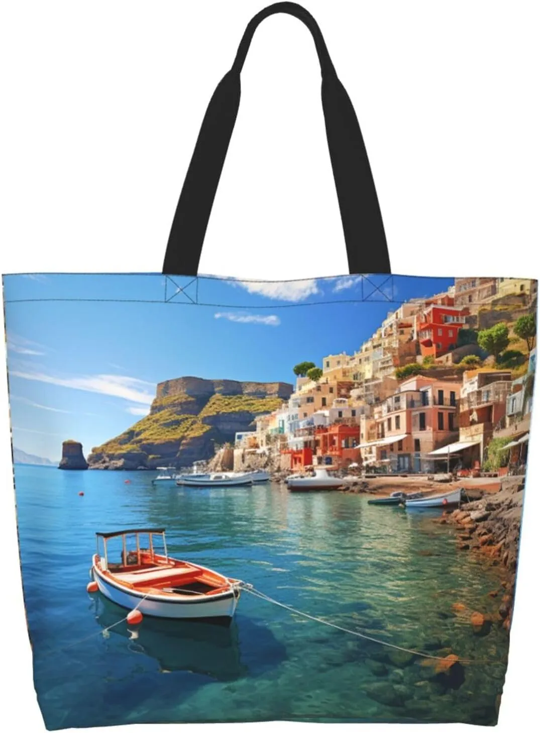 Tote Bag for Women Grocery Bag Reusable Shopping Bag Sunset art Handbag Foldable Shoulder Bag