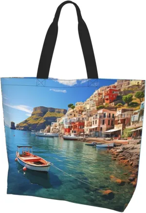 Tote Bag for Women Grocery Bag Reusable Shopping Bag Sunset art Handbag Foldable Shoulder Bag