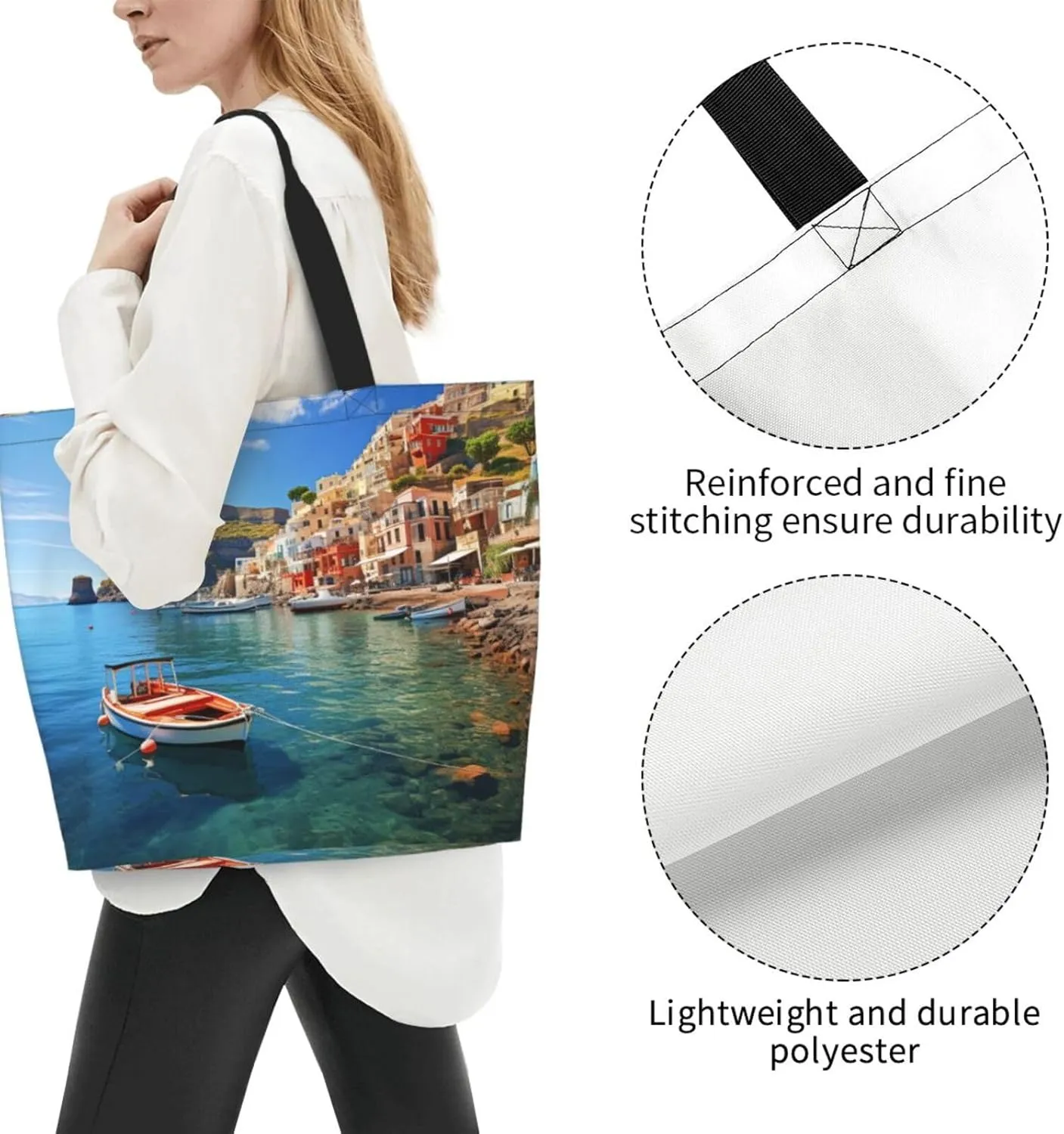 Tote Bag for Women Grocery Bag Reusable Shopping Bag Sunset art Handbag Foldable Shoulder Bag