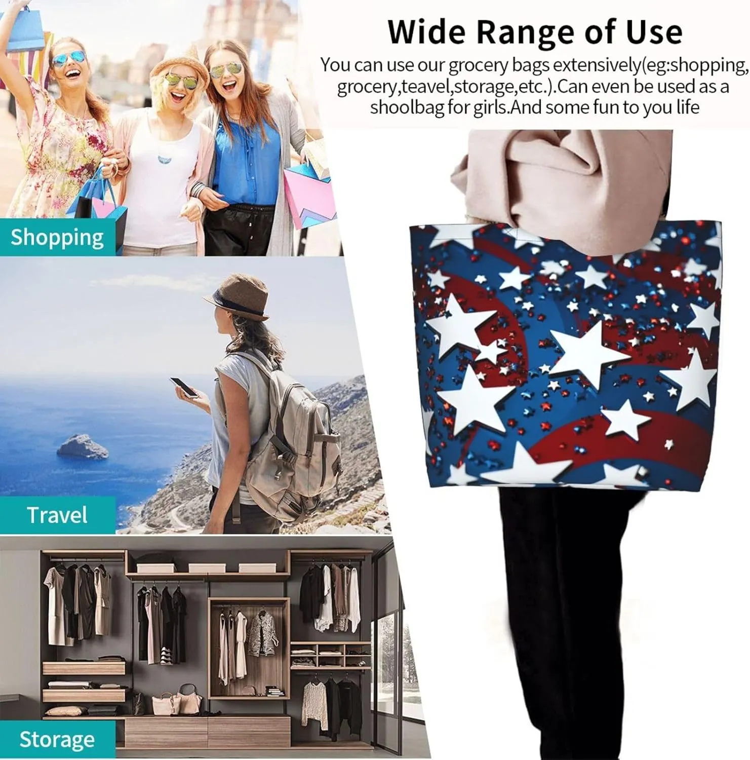 Tote Bag for Women Grocery Bag Reusable Shopping Bag Sunset at dusk Handbag Foldable Shoulder Bag