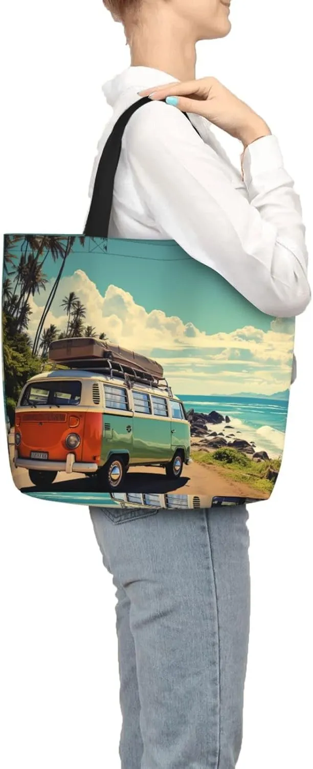 Tote Bag for Women Grocery Bag Reusable Shopping Bag Tree branch silhouette at dusk Handbag Foldable Shoulder Bag
