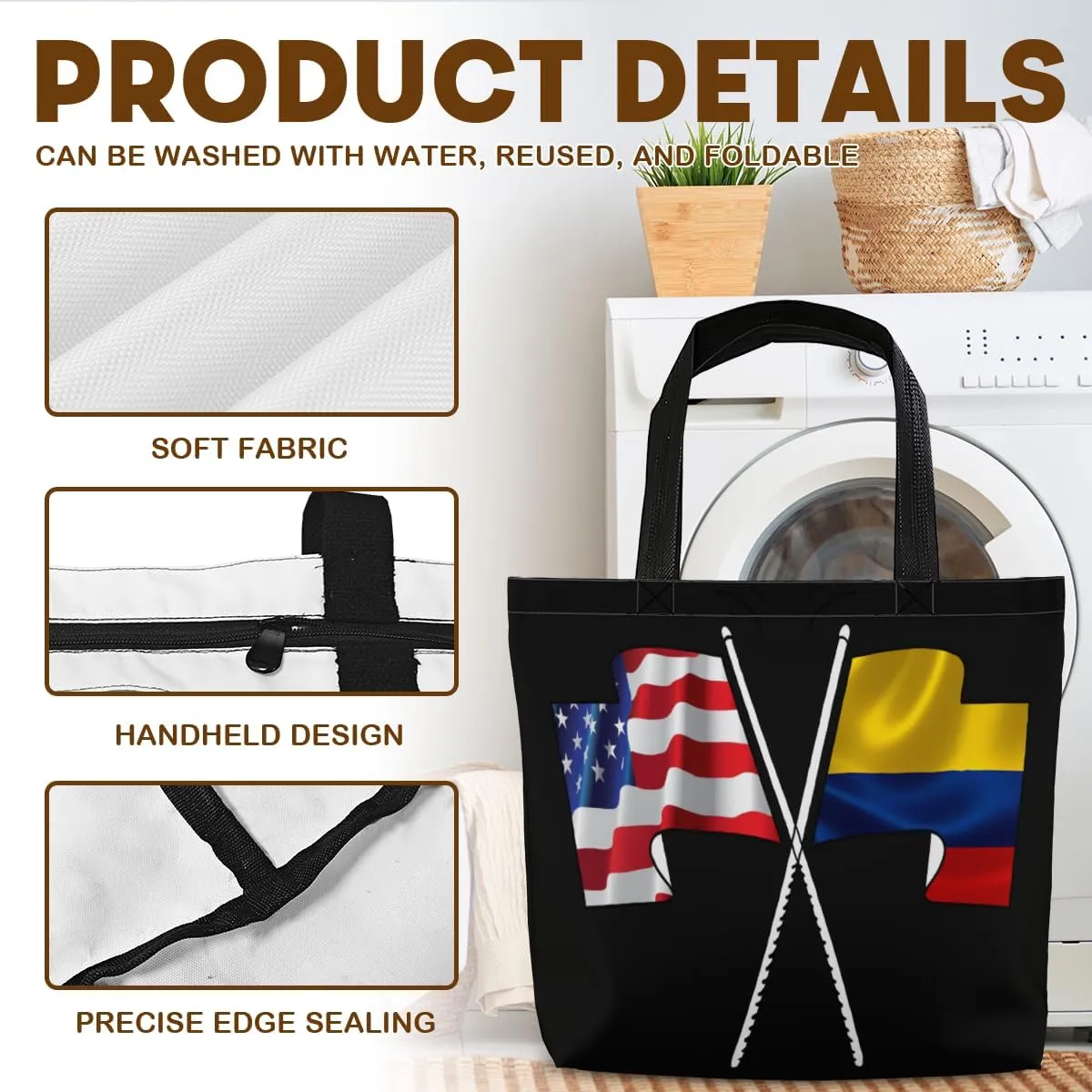 Tote Bag for Women Men Large Reusable Beach Shoulder Bags With Zipper for Gym Shopping Travel Gifts Yoga