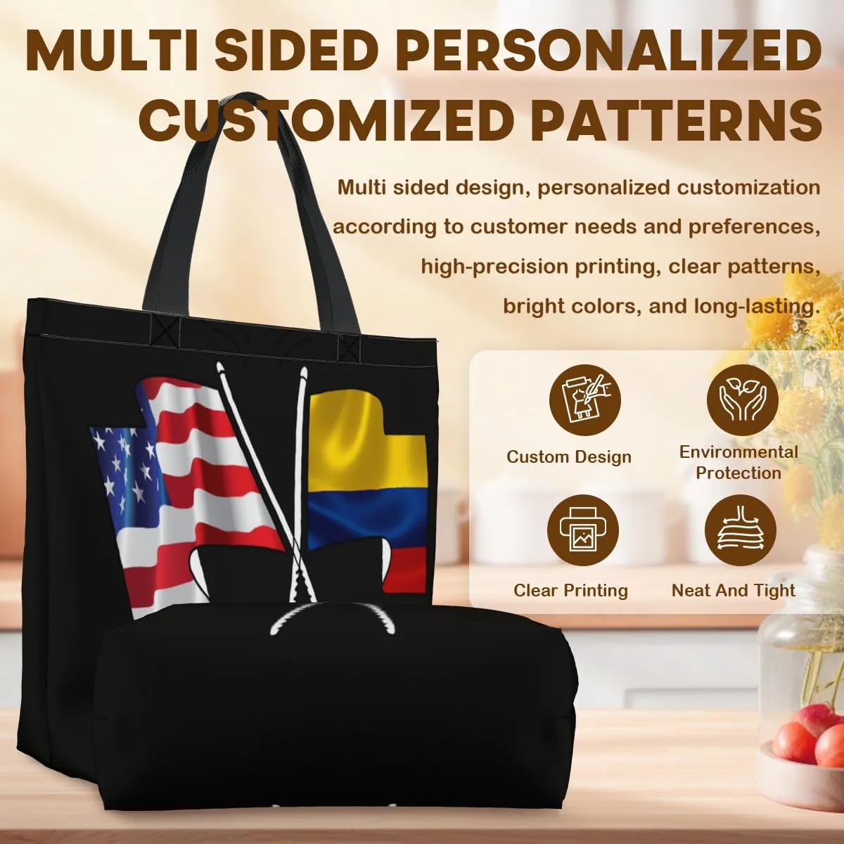 Tote Bag for Women Men Large Reusable Beach Shoulder Bags With Zipper for Gym Shopping Travel Gifts Yoga