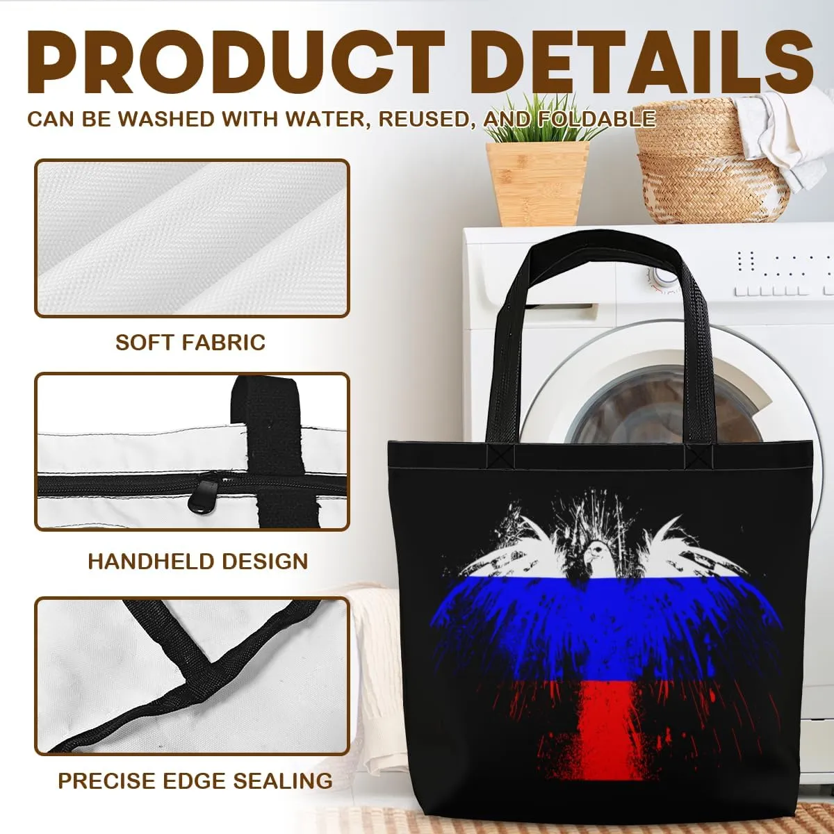 Tote Bag for Women Men Large Reusable Beach Shoulder Bags With Zipper for Gym Shopping Travel Gifts Yoga