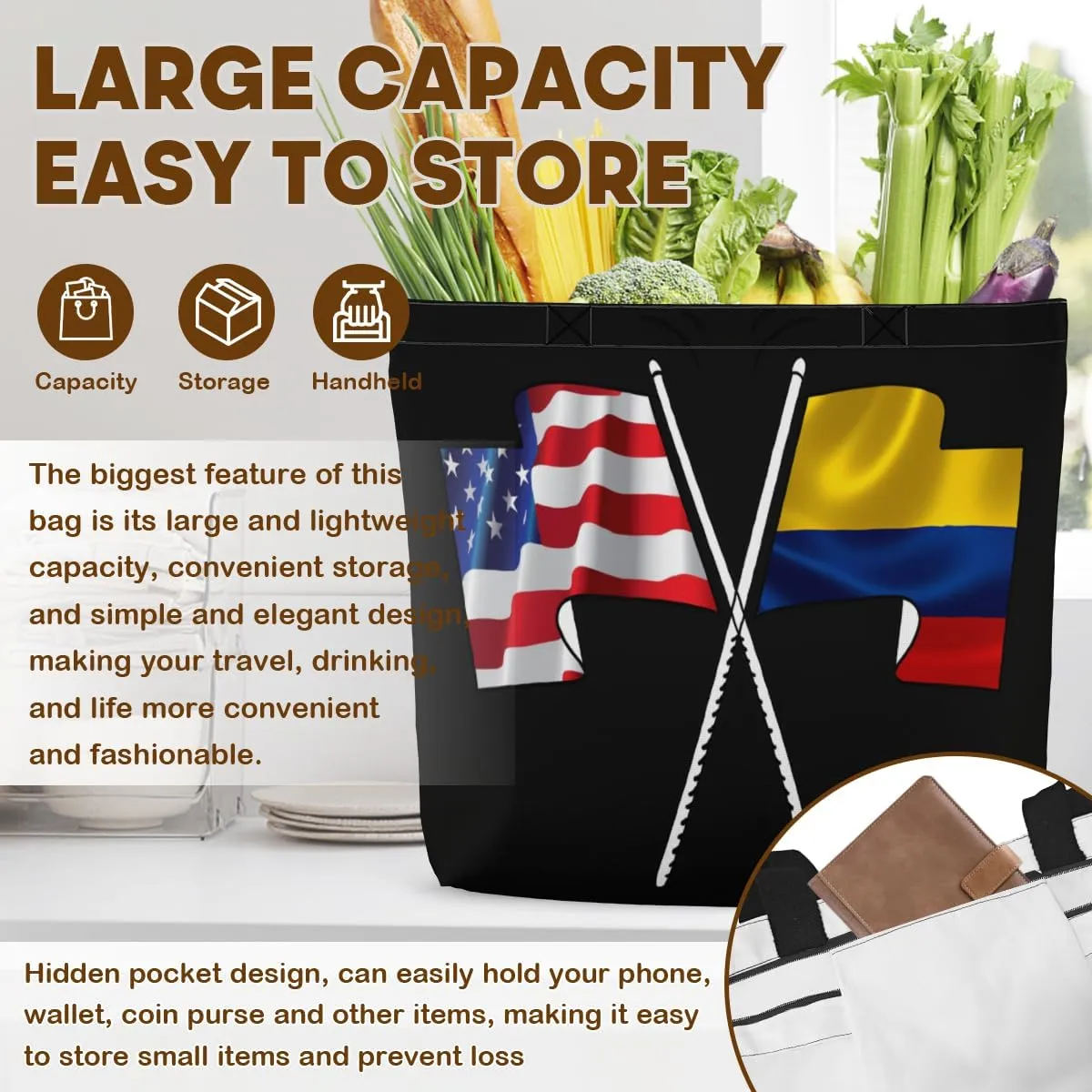 Tote Bag for Women Men Large Reusable Beach Shoulder Bags With Zipper for Gym Shopping Travel Gifts Yoga