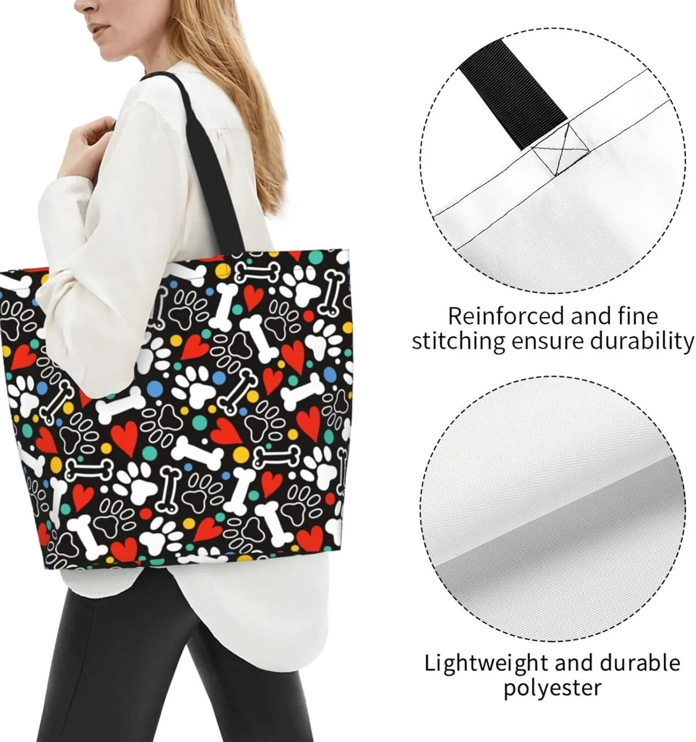 Tote Bag For Womens, Large Casual Shoulder Sling Bags Reusable Grocery Handbag For Travel Shopping Gym