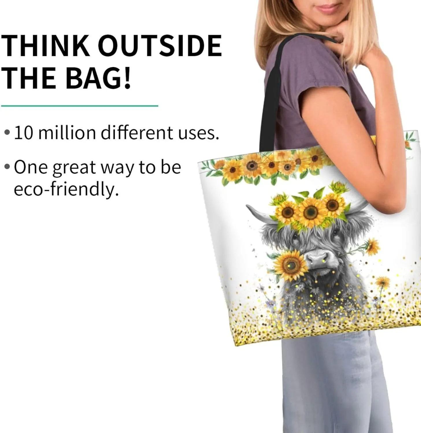 Tote Bag For Womens, Large Casual Shoulder Sling Bags Reusable Grocery Handbag For Travel Shopping Gym