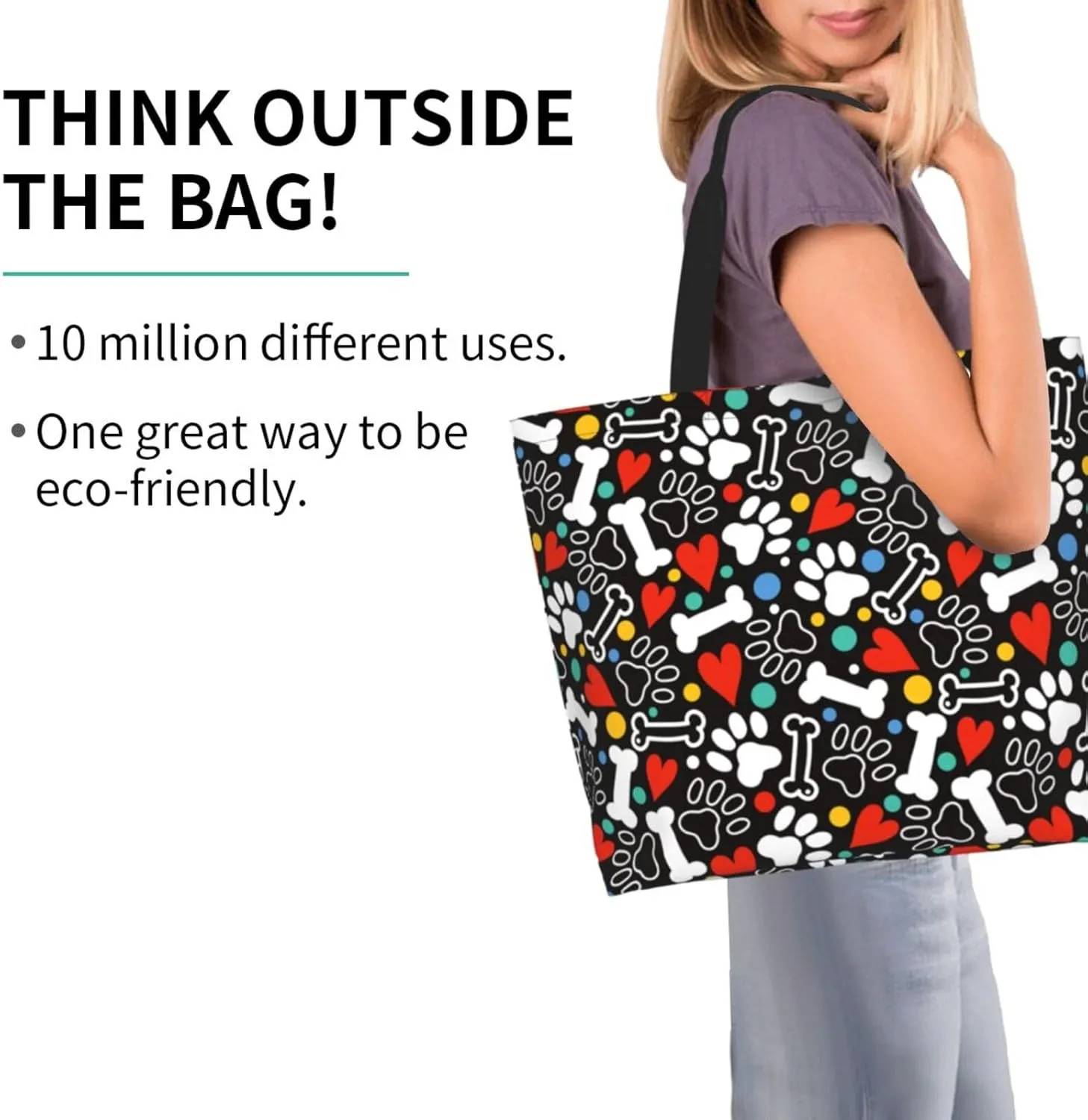 Tote Bag For Womens, Large Casual Shoulder Sling Bags Reusable Grocery Handbag For Travel Shopping Gym