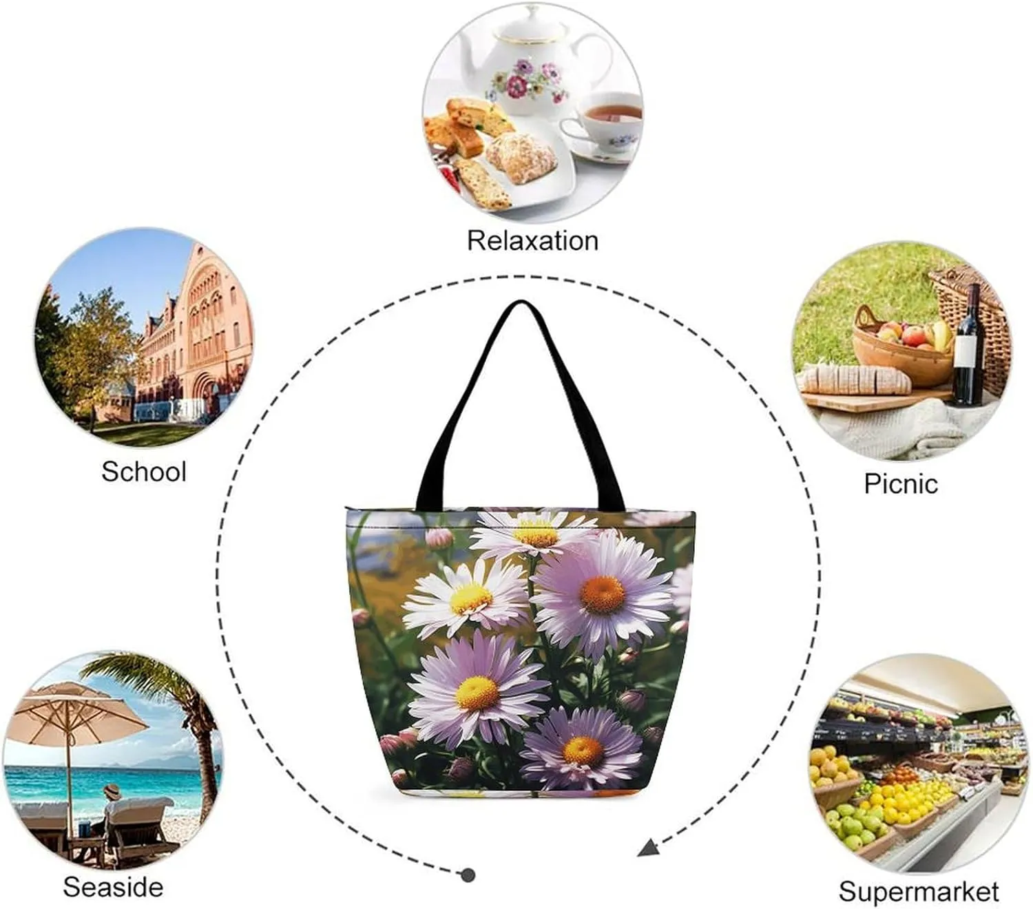 Tote Bag Reusable Grocery Bag Foldable Shopping Bag Extra Large Shoulder Bag Rooster Tote Bag for Travel Work