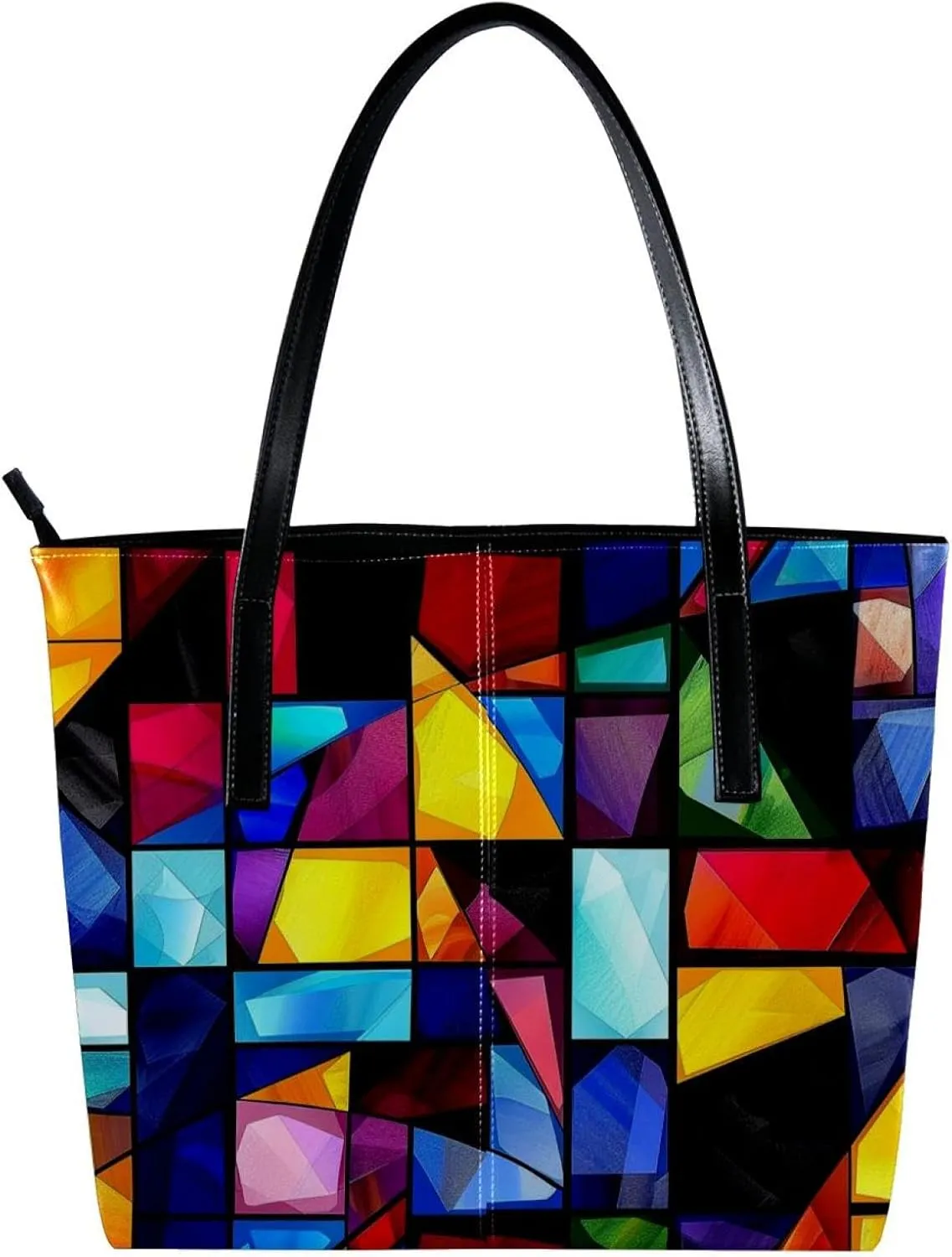 Tote Bags, Large Tote Bag, Women's Tote Handbags, Square Pattern Colorful Geometric, Totes for Women