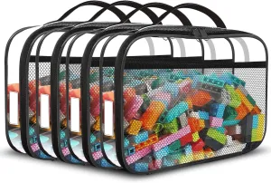 Toy Storage Bag, Car Toy Organization Bags, Activity Bags for kids, Traveling Carrying Case, Large 4pcs Storage Organizer Bags