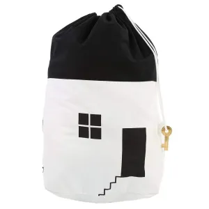 Toys Storage Bag, Cotton Portable Drawstring Toy Bag Child Toys Balls Storage Bags House Appearance Kids Bath Toy Storage Bags(White)