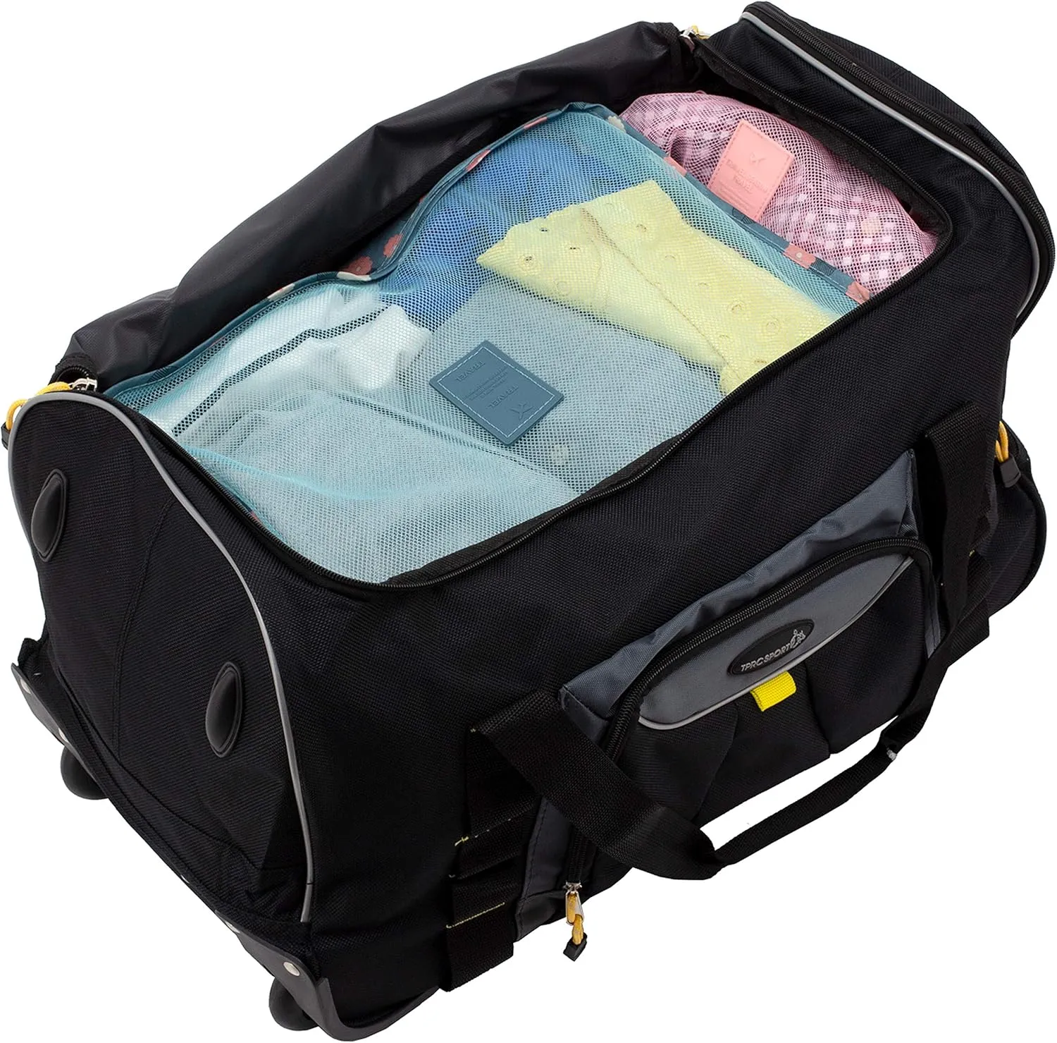 TPRC Sierra Madre II Upright Rolling Duffel Bag, Black/Gray, 21-Inch