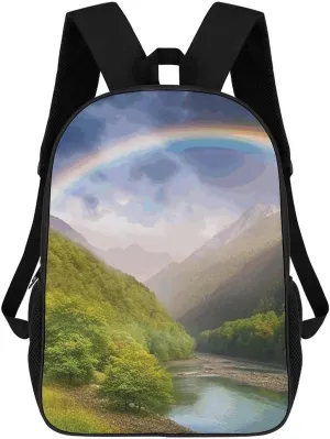Travel Backpack 17 Inch Laptop Bag Mountain Valley with Rainbow Laptop Backpack for Men Women Carry on Bag Travel Bag