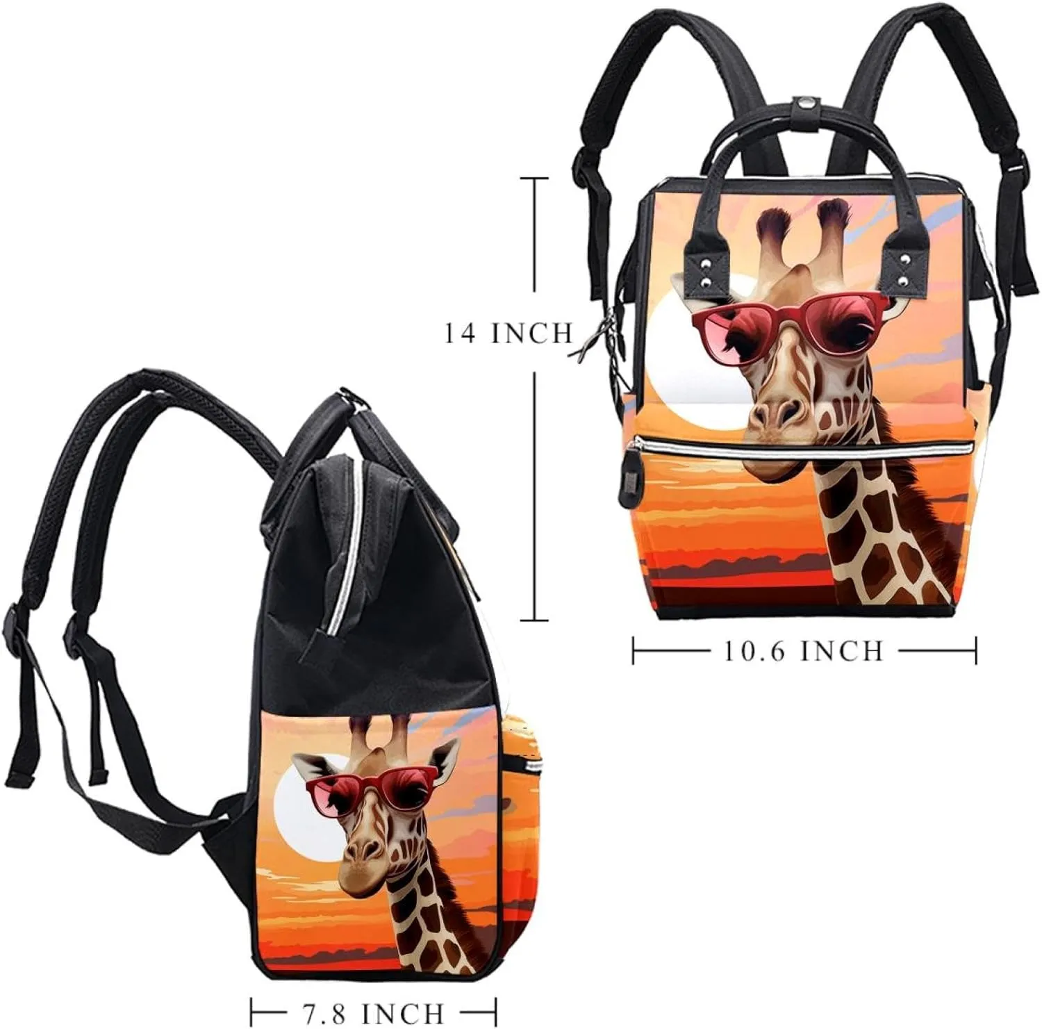 Travel Backpack,Small Backpack,Carry on Backpack,Desert Giraffe Glasses,Backpack