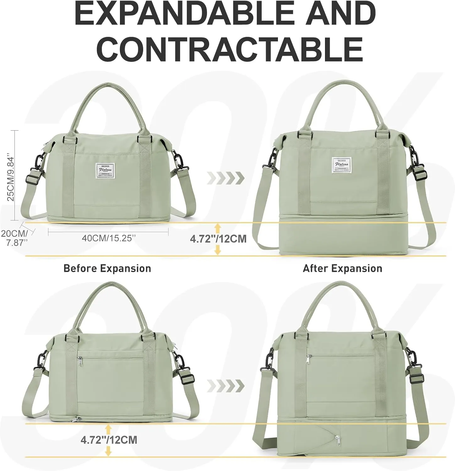 Travel Duffel Bag, Sports Tote Gym Bag, Shoulder Weekender Overnight Bag for Women