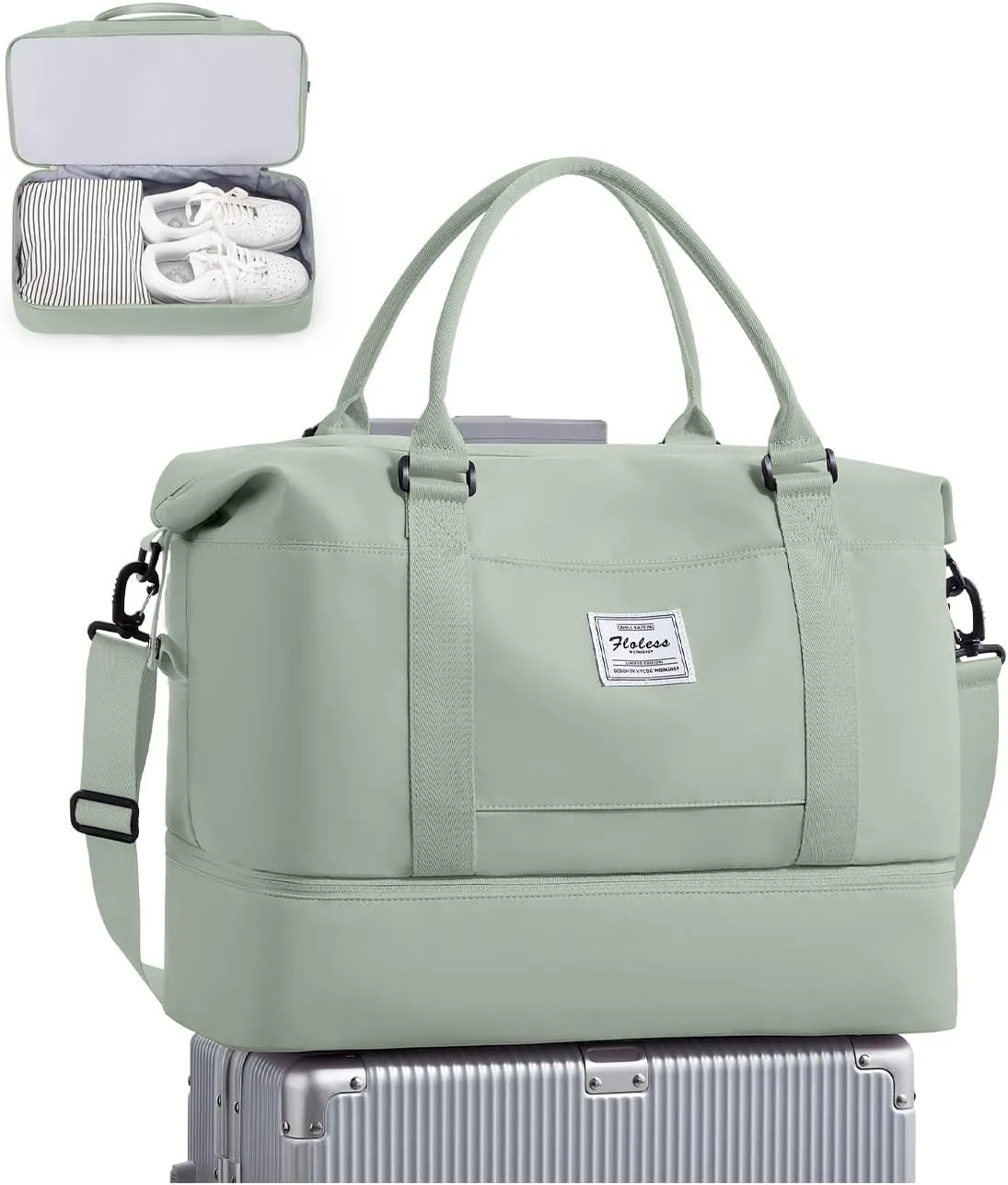 Travel Duffel Bag, Sports Tote Gym Bag, Shoulder Weekender Overnight Bag for Women