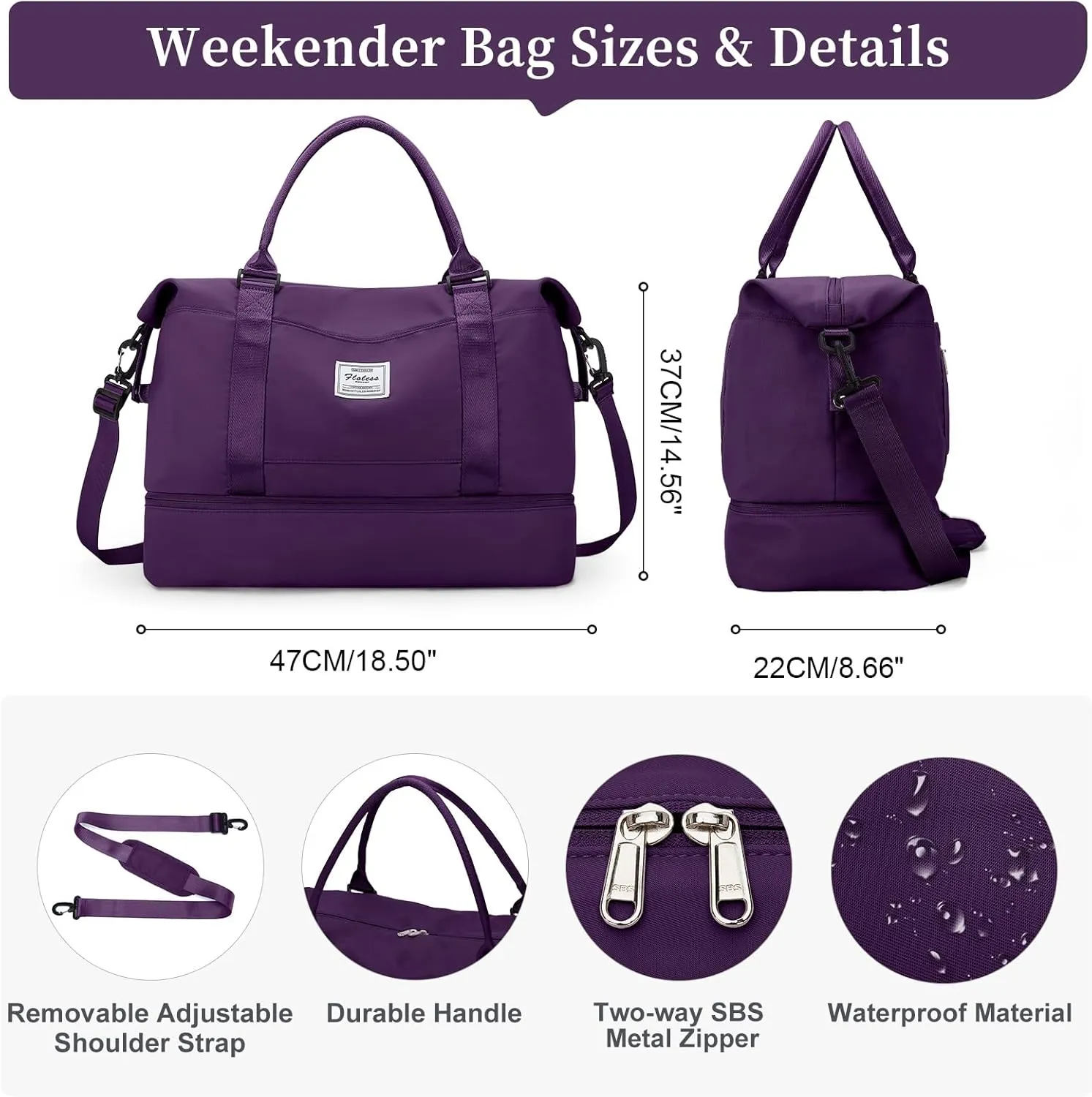 Travel Duffel Bag with Shoes Compartment, Overnight Weekender Bags for Women,Carry on Personal Item Bag