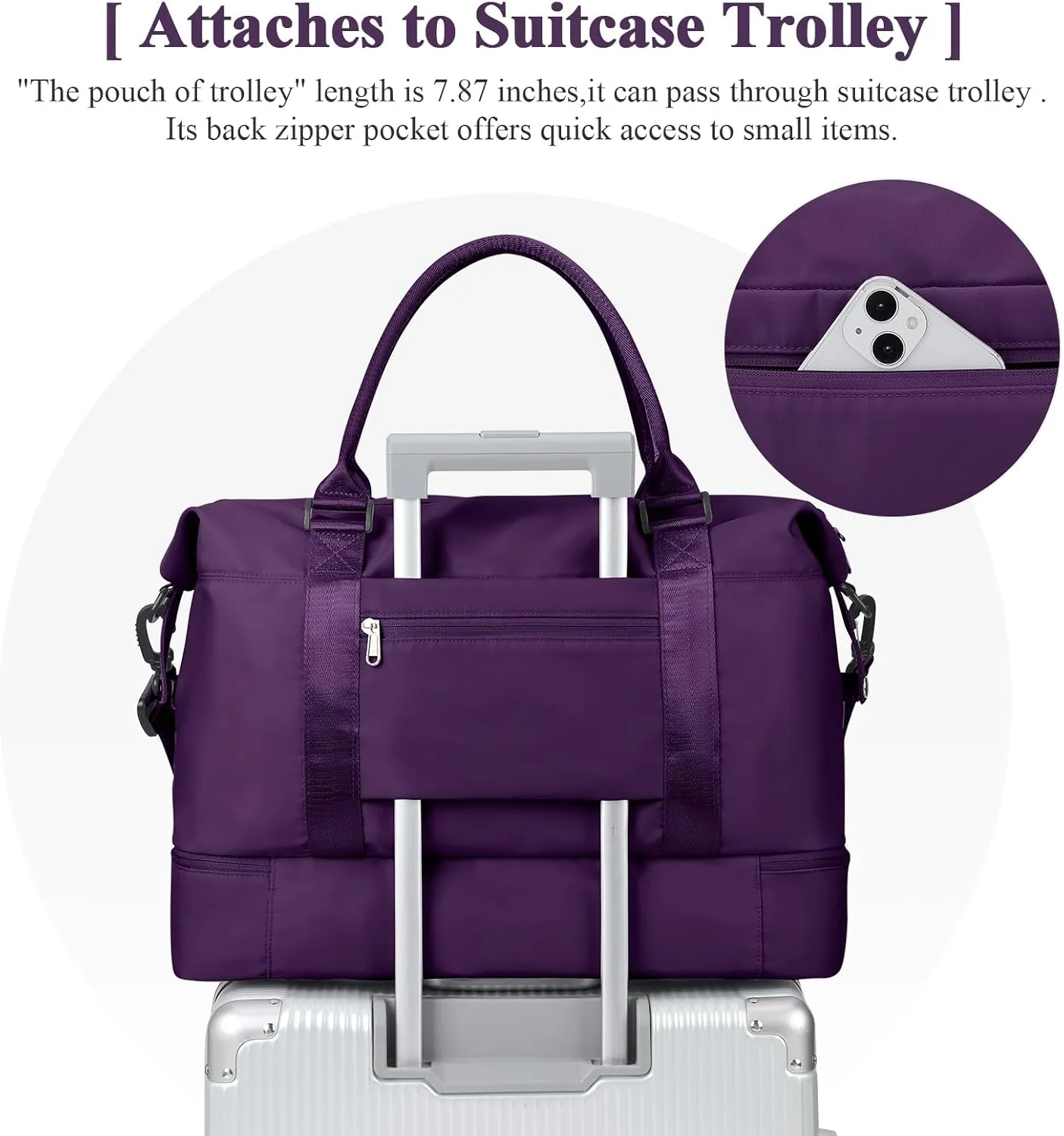 Travel Duffel Bag with Shoes Compartment, Overnight Weekender Bags for Women,Carry on Personal Item Bag