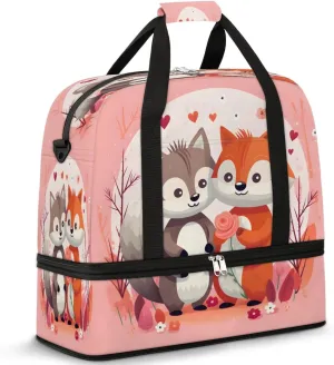 Travel Duffel Bags Animals Squirrel Foldable Weekender Bags for Women with Shoes Compartment Waterproof & Tear Resistant Carry on Overnight Luggage Duffel Bag Shoulder Sports Tote Bag,A-609