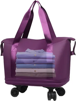 Travel Duffle Bag - Rolling Duffle Bag With Detachable Wheels | Foldable Dufflee Bag With Wheels And Handle | Rolling Suitcase Pack For Trip | Dry Wet Holdall Bags Weekend Overnight Bags For Swimming