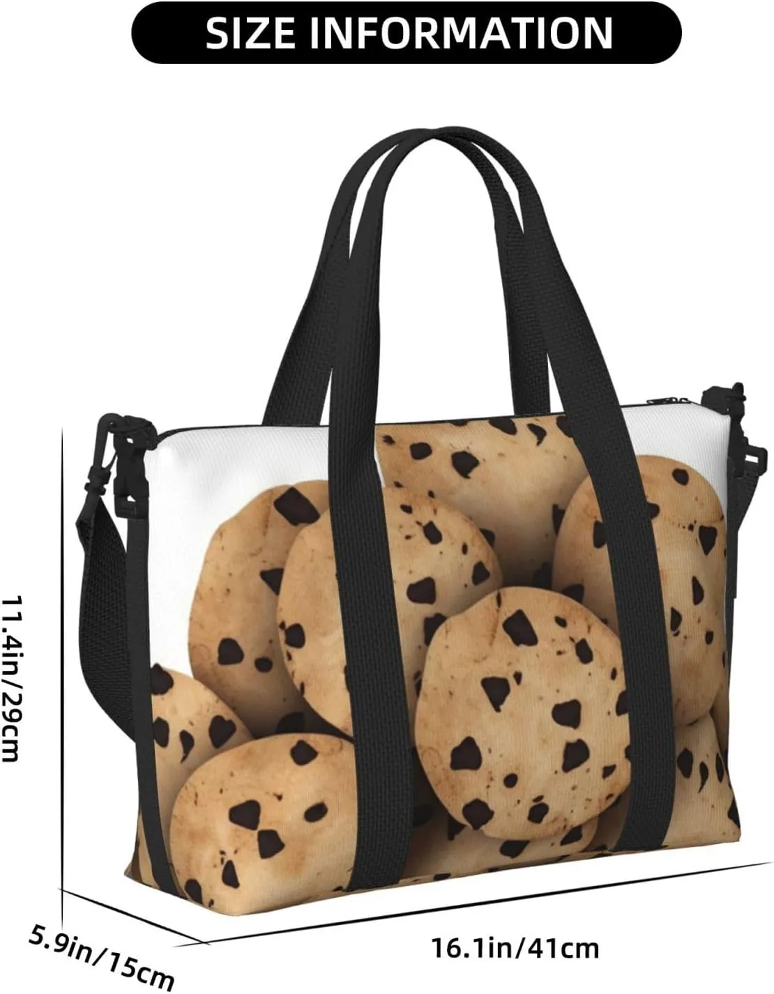 Travel Duffle Bag Weekender Bags for Men Women Adjustable Large Capacity Weekender Overnight Bag Carry On Tote Bags Waterproof Sport Gym Bag for Travel Yoga, Food Chip Biscuits, One Size