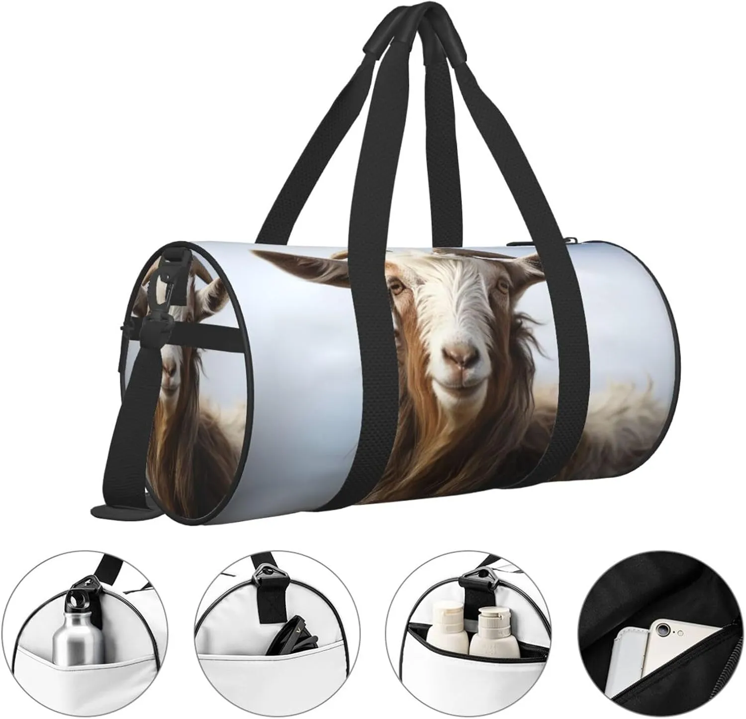 Travel Duffle Bag Weekender Bags for Men Women with Shoe Compartment Large Capacity Weekender Overnight Bag Animal Goat Carry On Tote Bags Sport Gym Bag for Travel Yoga