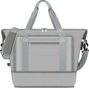 Travel Duffle Bag,Weekender Bags for Women,Foldable Travel Bag Expandable,Personal Item Travel bag for Women,Large Tote Bag,Gym Bag for Women(Gray)