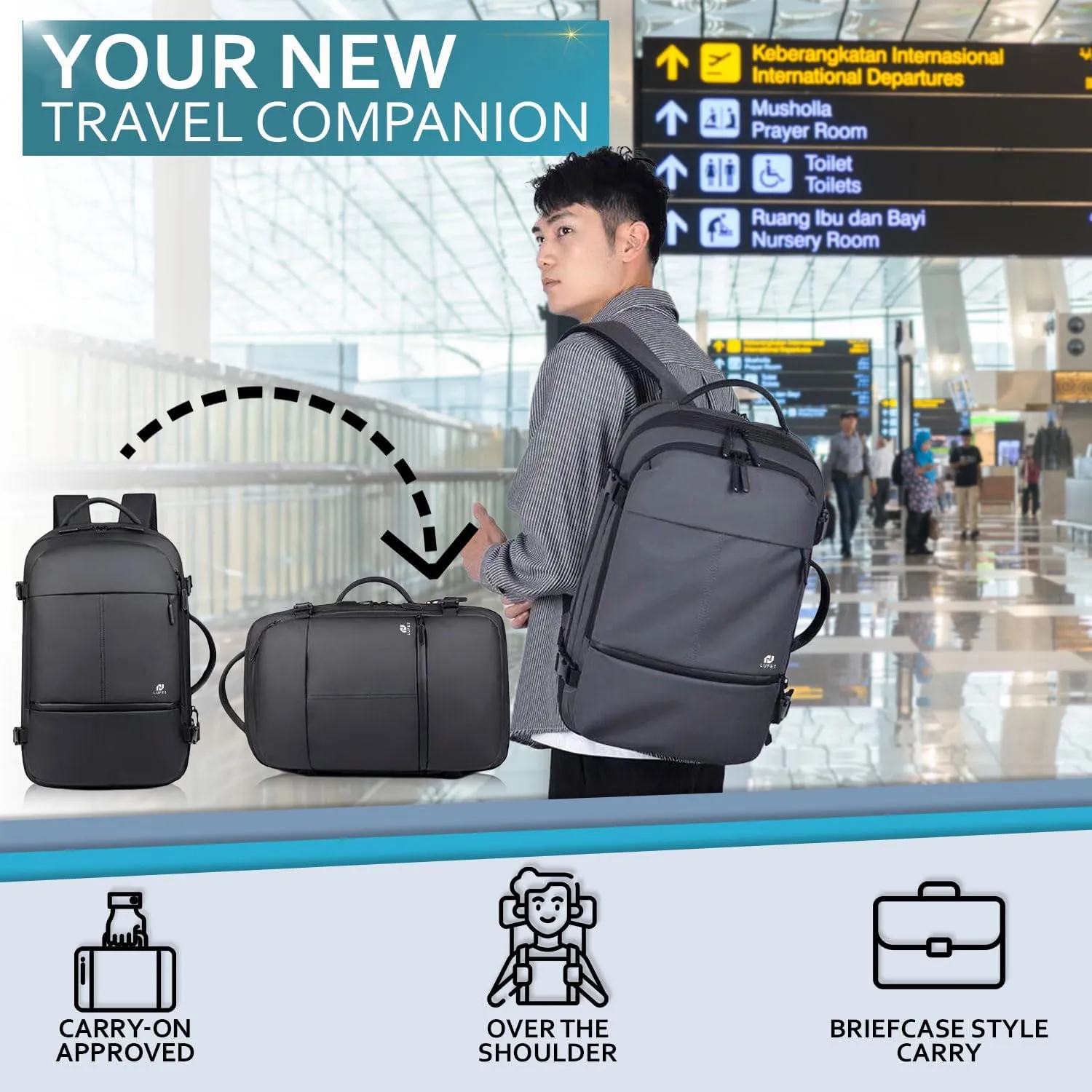 Travel Laptop Backpack, for 16' Laptop computer, Carry on bag, for Women and Men, College Students, Work, Business (Travel Laptop Backpack (Gray))