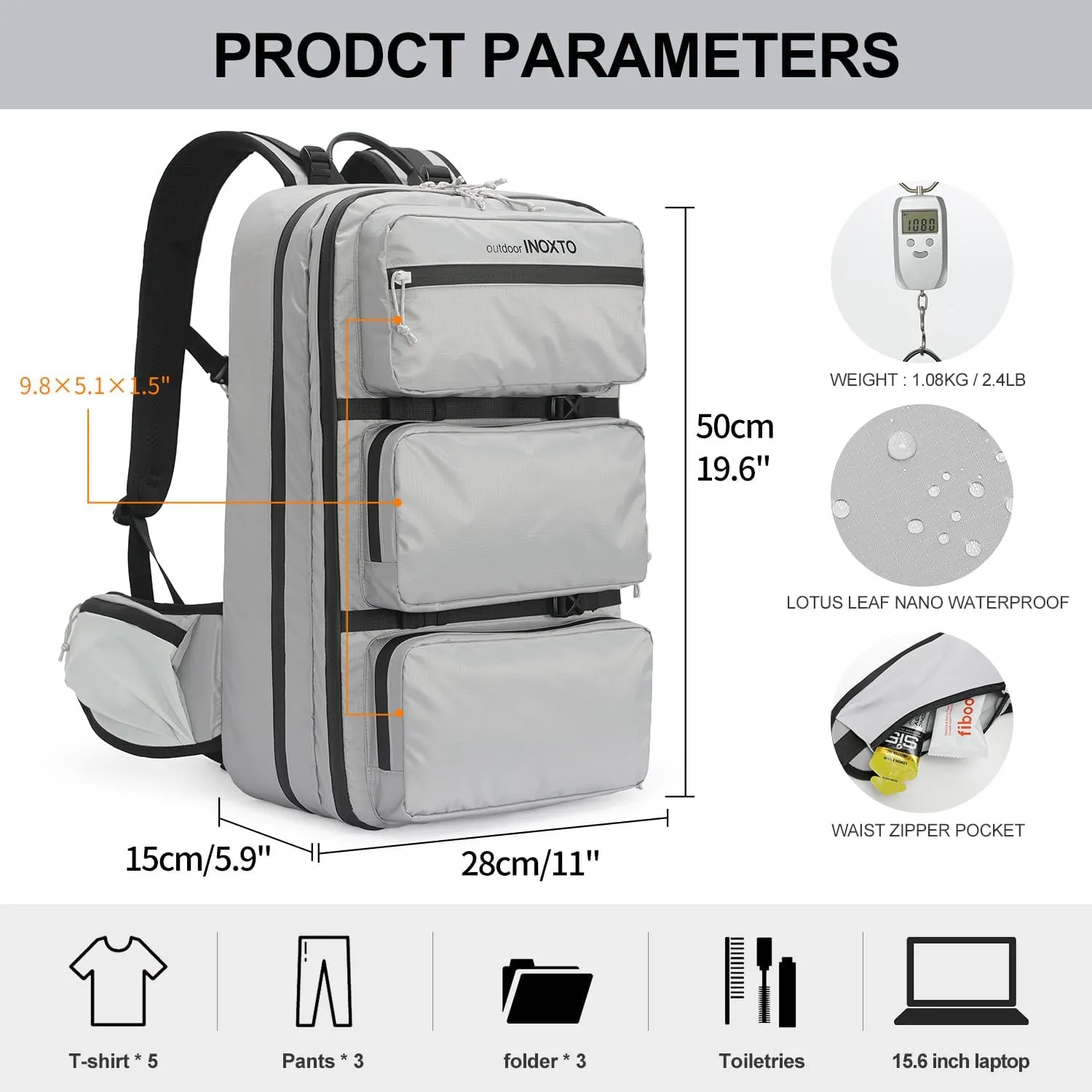 Travel Laptop Backpack,15.6 Inch Business Flight Approved Carry on Backpack,Large Anti Theft Backpack College Computer Bag for Men Women,Grey